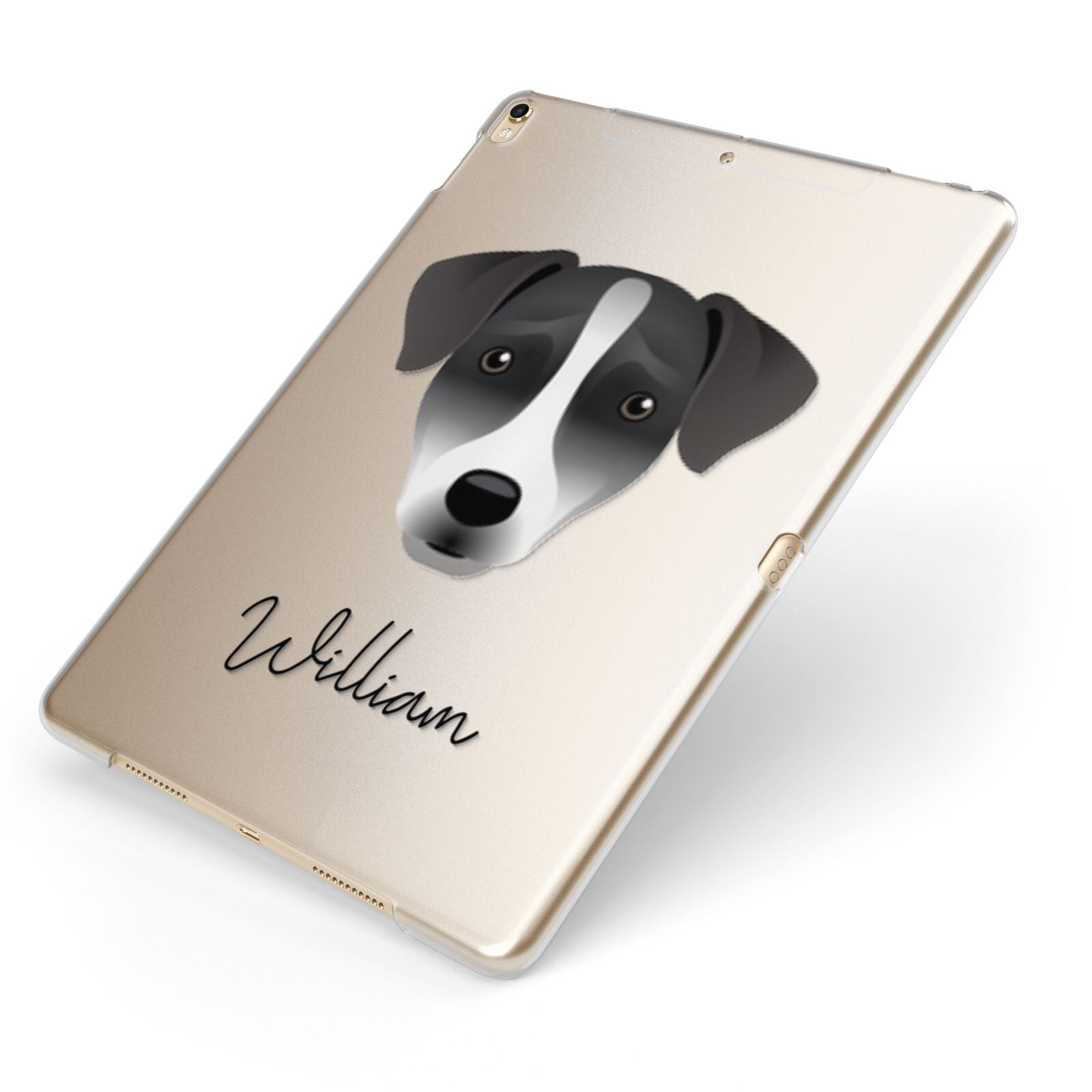 Patterdale Terrier Personalised Apple iPad Case on Gold iPad Side View