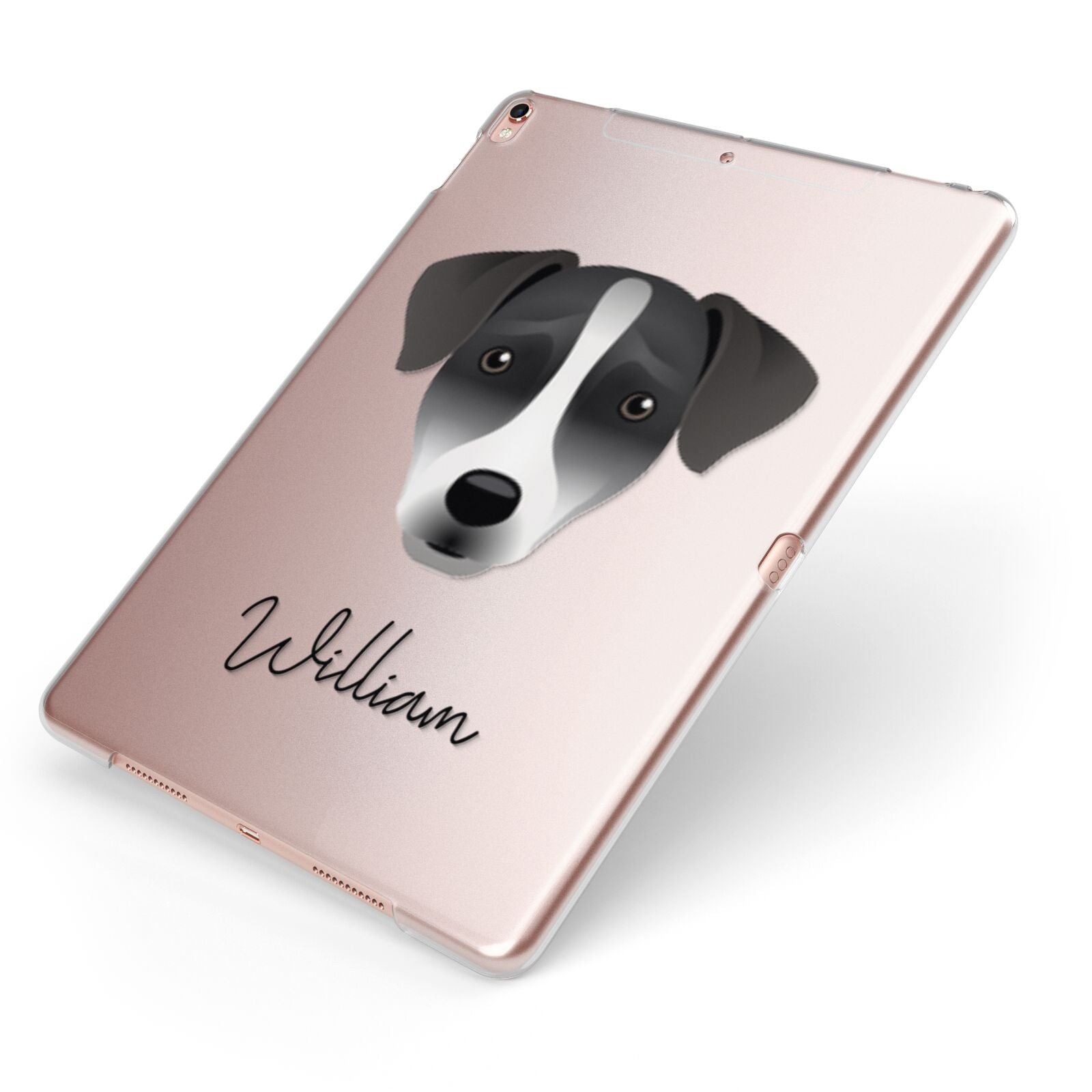 Patterdale Terrier Personalised Apple iPad Case on Rose Gold iPad Side View