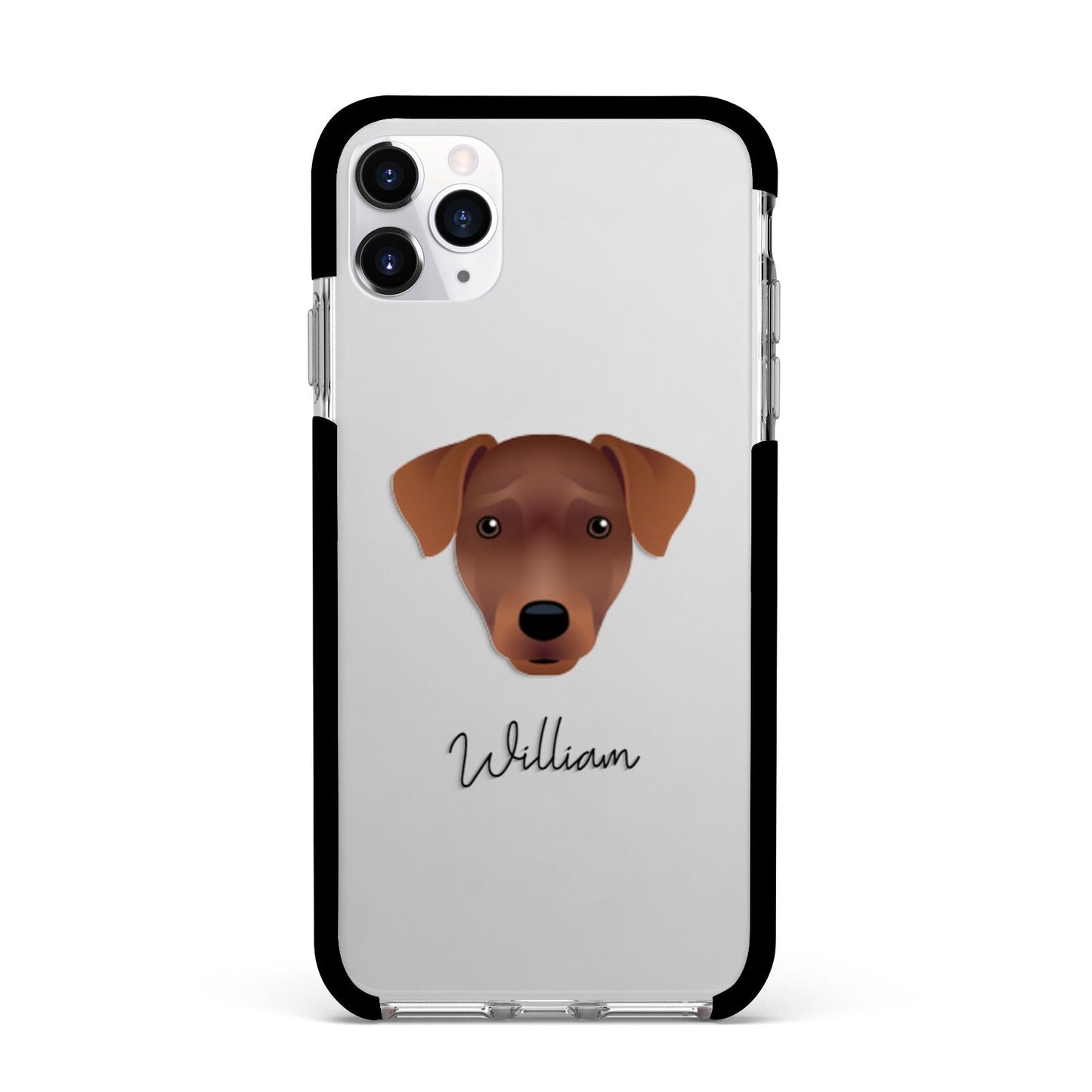 Patterdale Terrier Personalised Apple iPhone 11 Pro Max in Silver with Black Impact Case