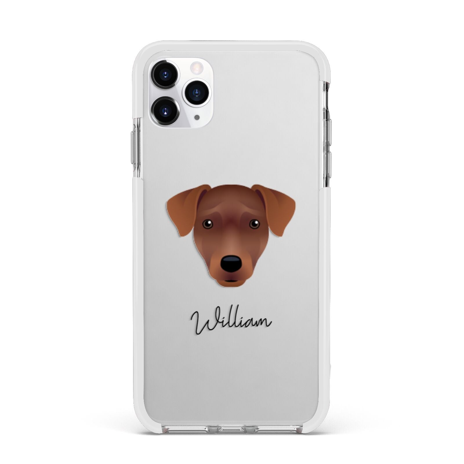 Patterdale Terrier Personalised Apple iPhone 11 Pro Max in Silver with White Impact Case