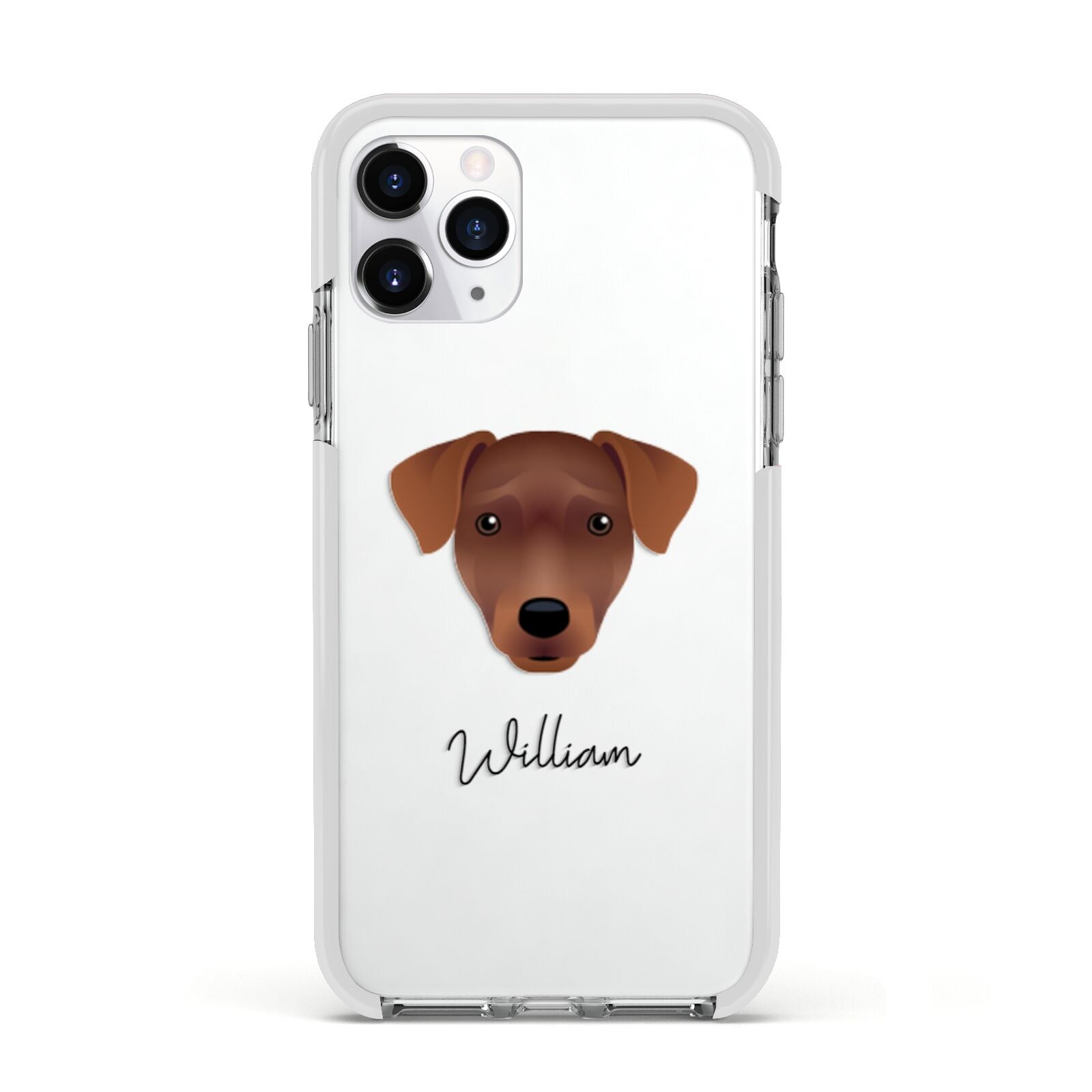 Patterdale Terrier Personalised Apple iPhone 11 Pro in Silver with White Impact Case