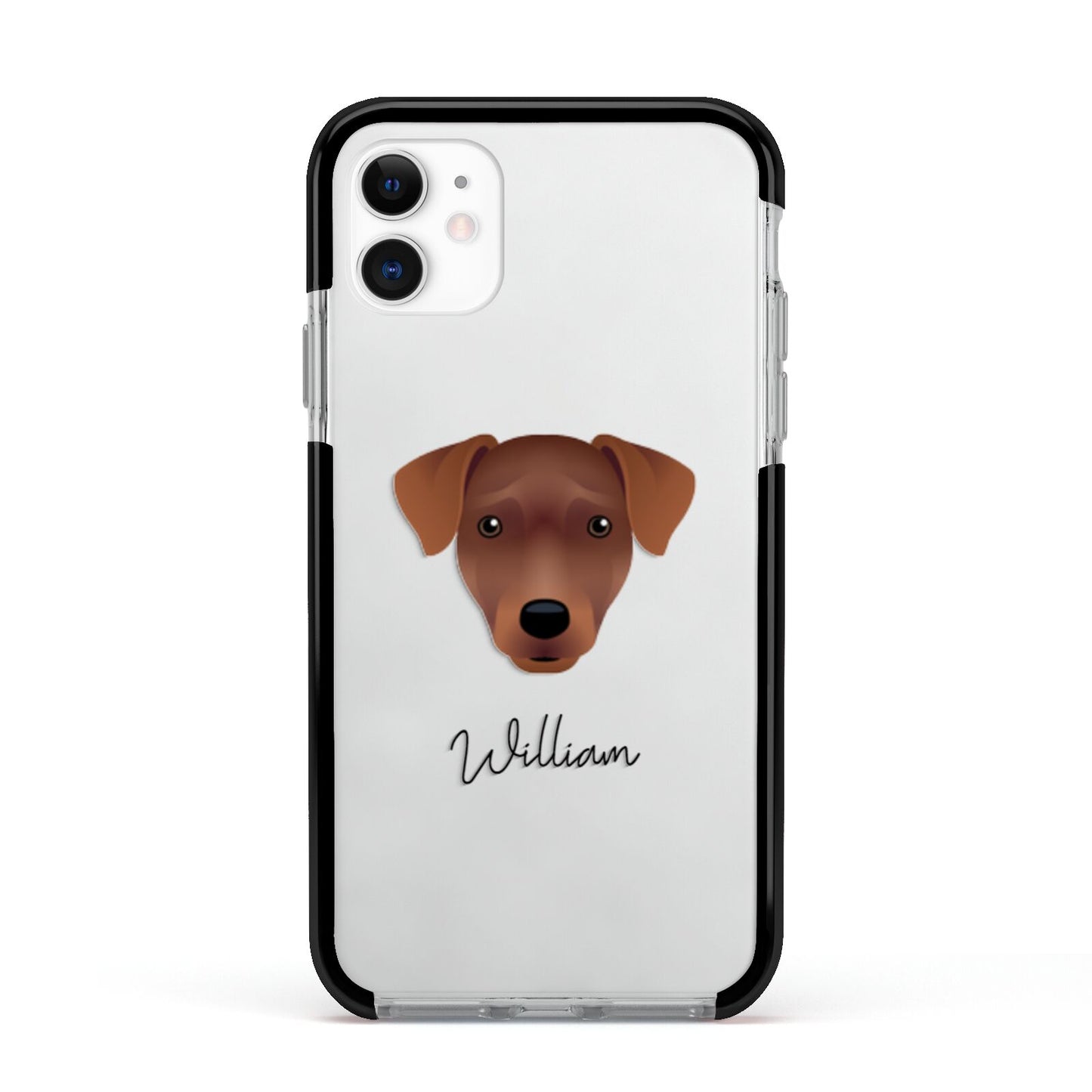 Patterdale Terrier Personalised Apple iPhone 11 in White with Black Impact Case