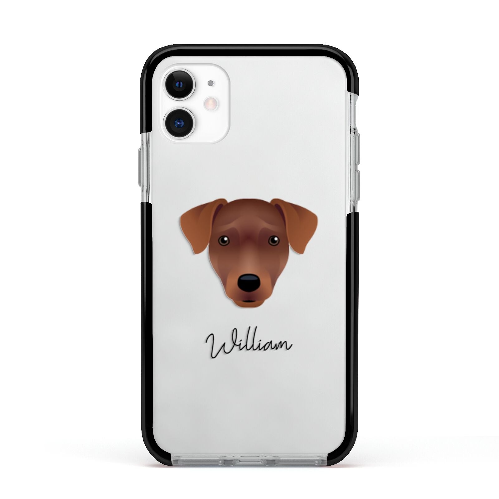 Patterdale Terrier Personalised Apple iPhone 11 in White with Black Impact Case