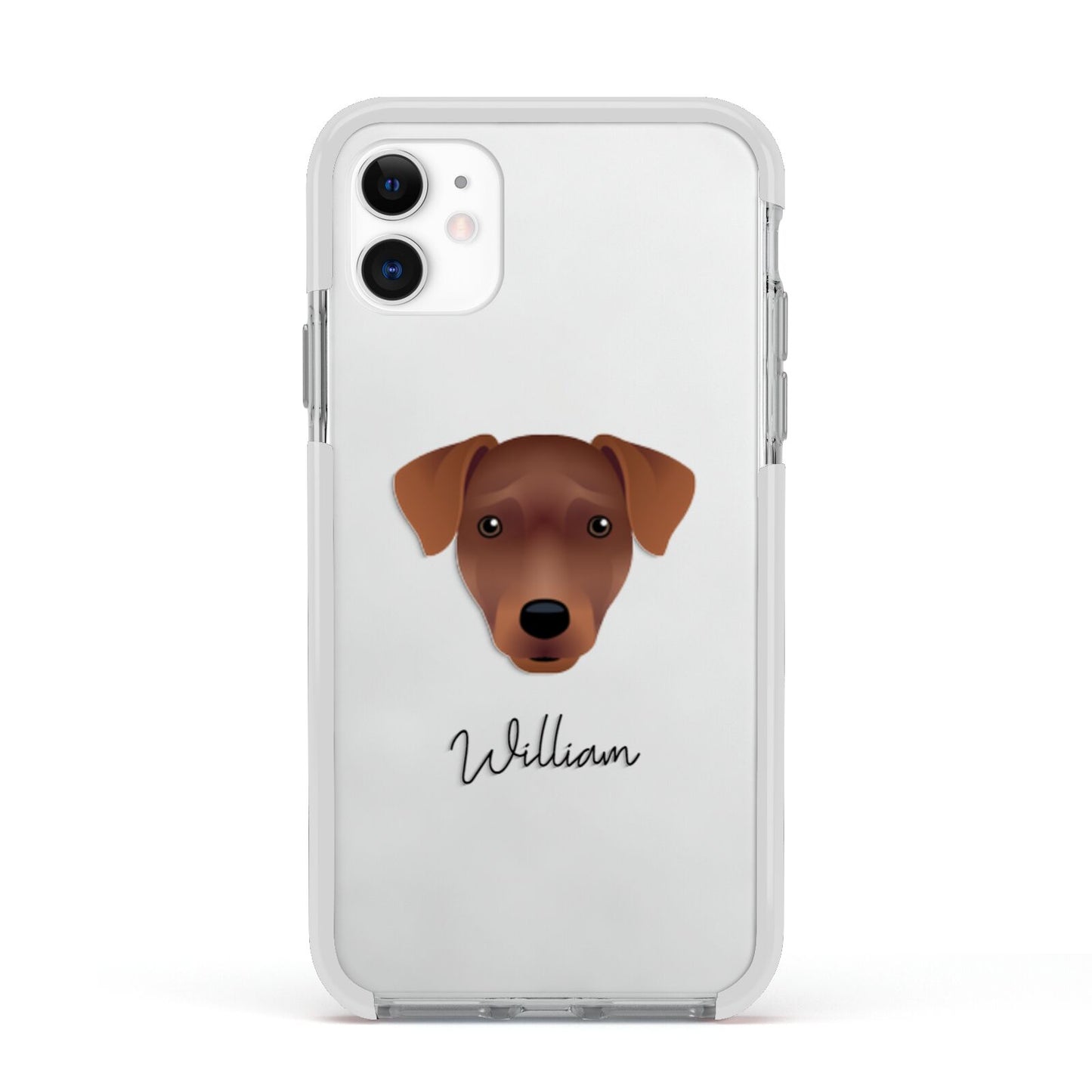 Patterdale Terrier Personalised Apple iPhone 11 in White with White Impact Case