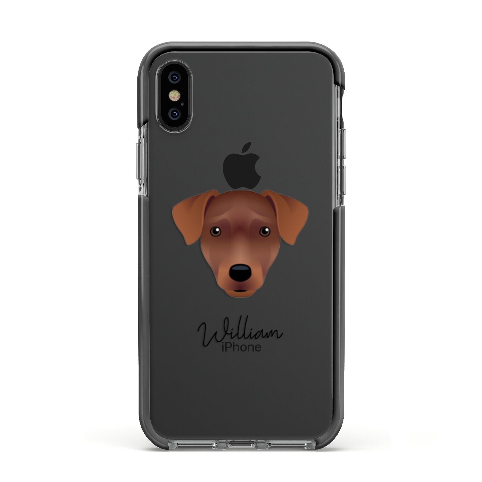 Patterdale Terrier Personalised Apple iPhone Xs Impact Case Black Edge on Black Phone