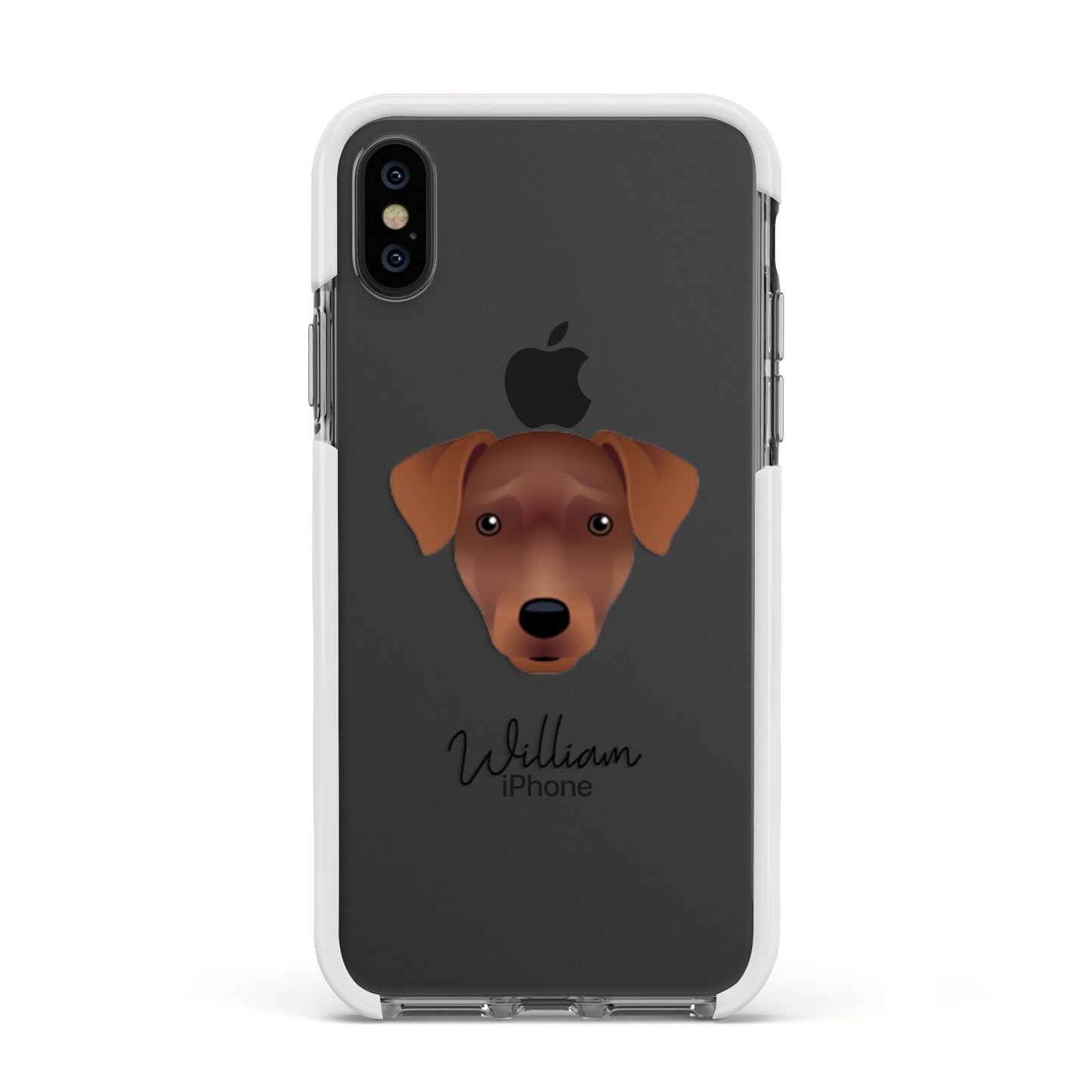 Patterdale Terrier Personalised Apple iPhone Xs Impact Case White Edge on Black Phone