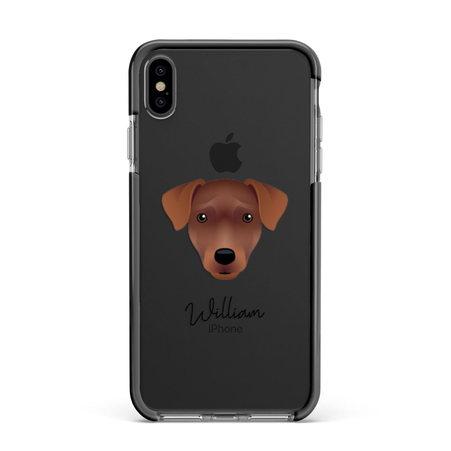 Patterdale Terrier Personalised Apple iPhone Xs Max Impact Case Black Edge on Black Phone