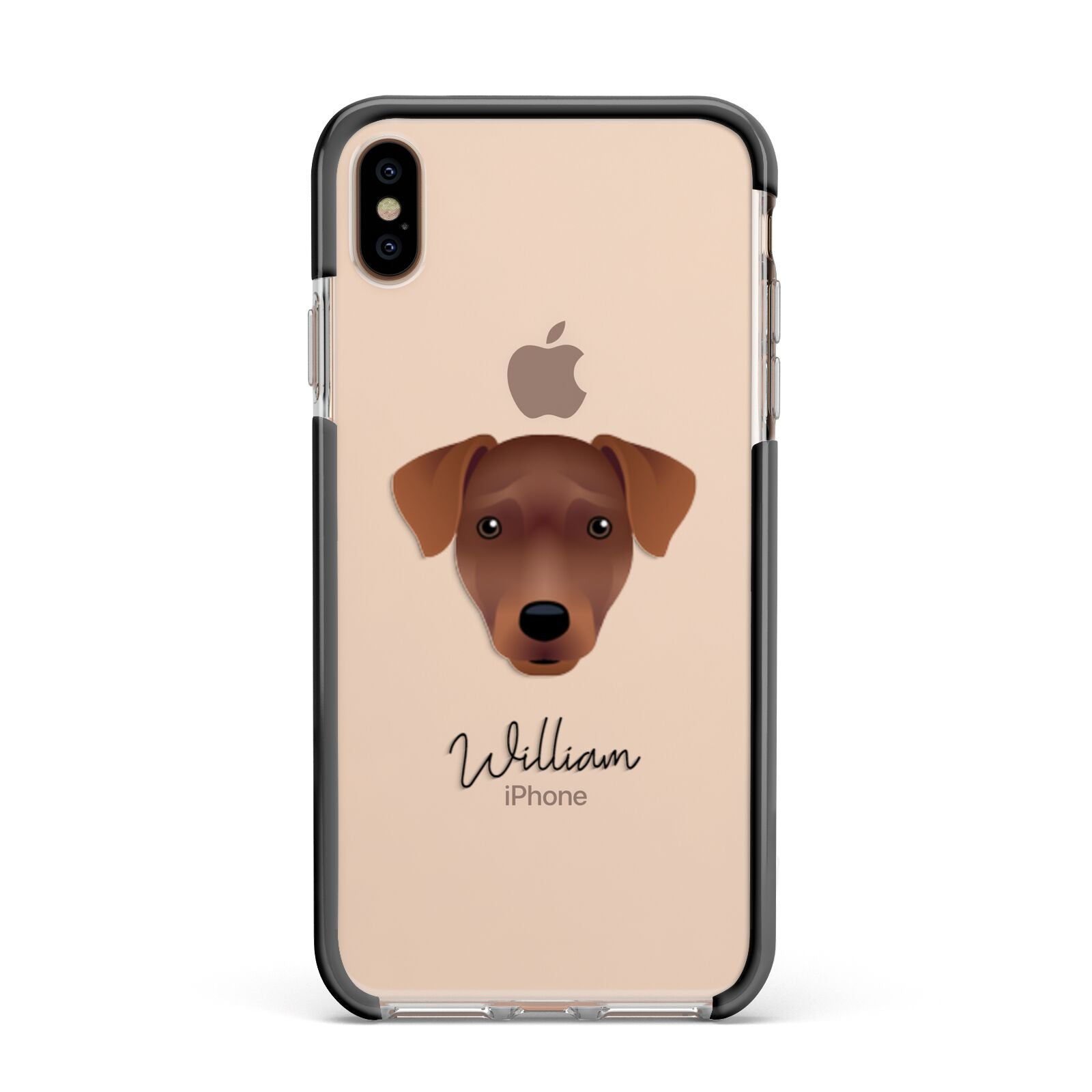 Patterdale Terrier Personalised Apple iPhone Xs Max Impact Case Black Edge on Gold Phone