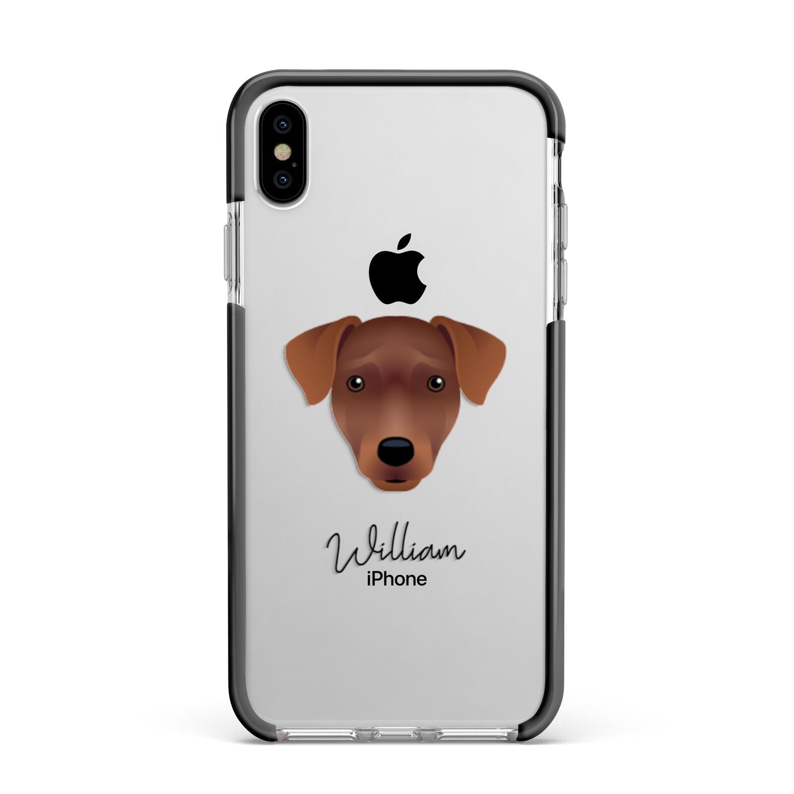 Patterdale Terrier Personalised Apple iPhone Xs Max Impact Case Black Edge on Silver Phone