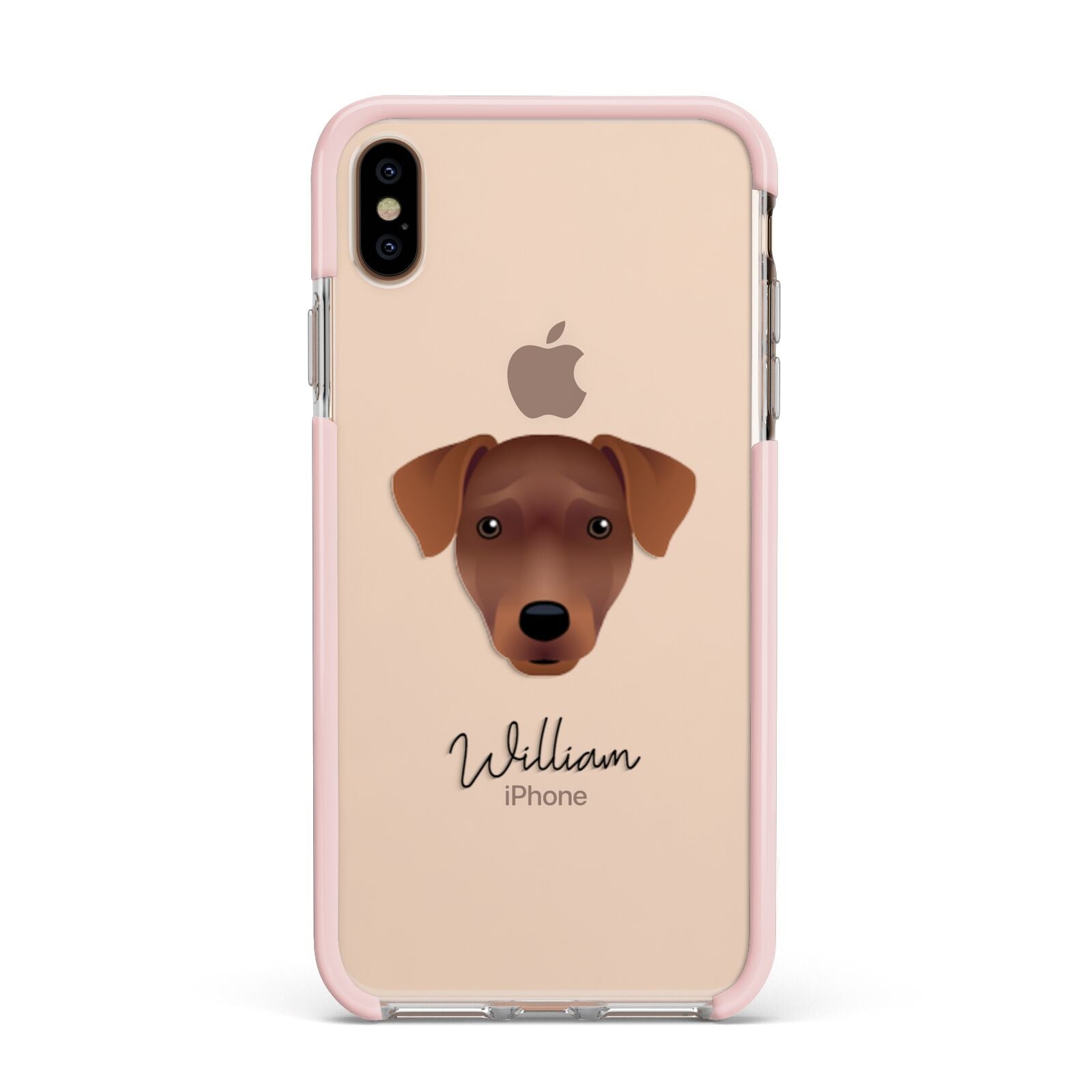 Patterdale Terrier Personalised Apple iPhone Xs Max Impact Case Pink Edge on Gold Phone