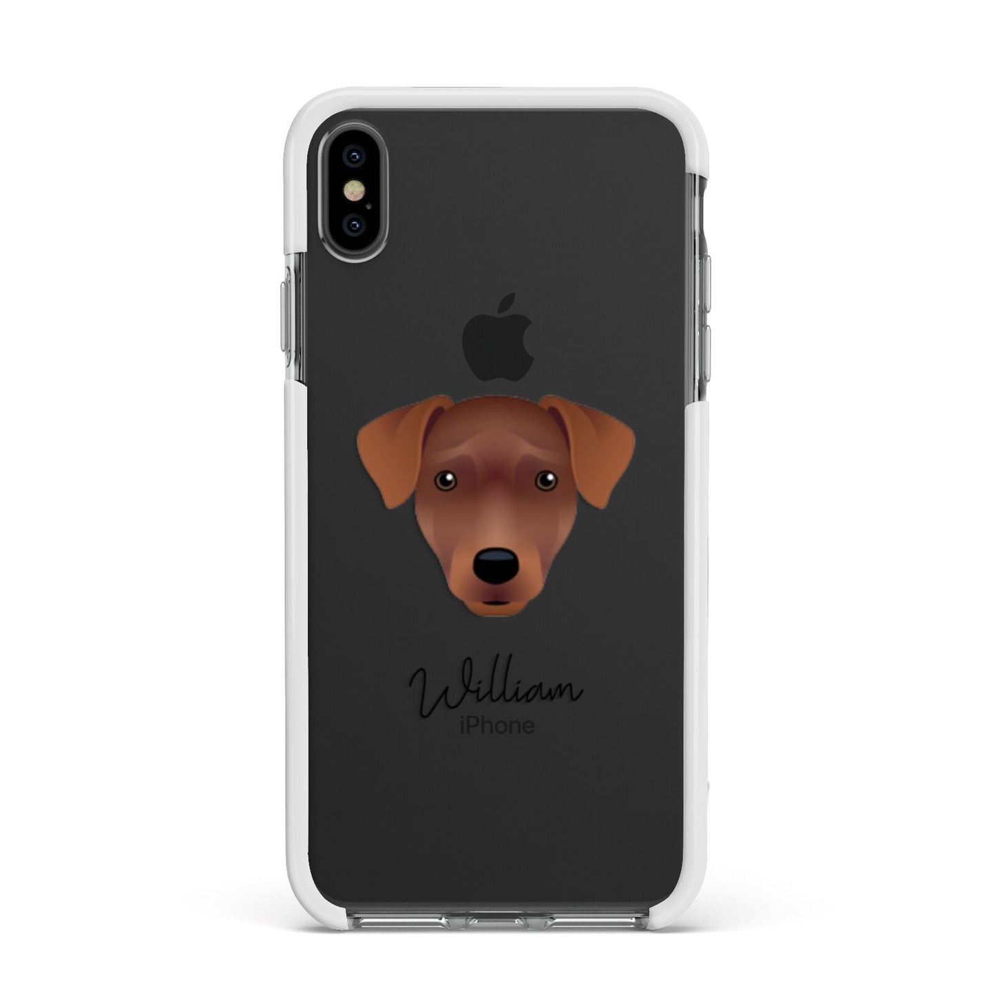 Patterdale Terrier Personalised Apple iPhone Xs Max Impact Case White Edge on Black Phone