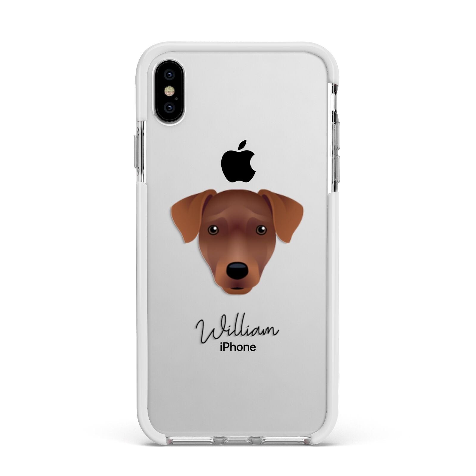 Patterdale Terrier Personalised Apple iPhone Xs Max Impact Case White Edge on Silver Phone