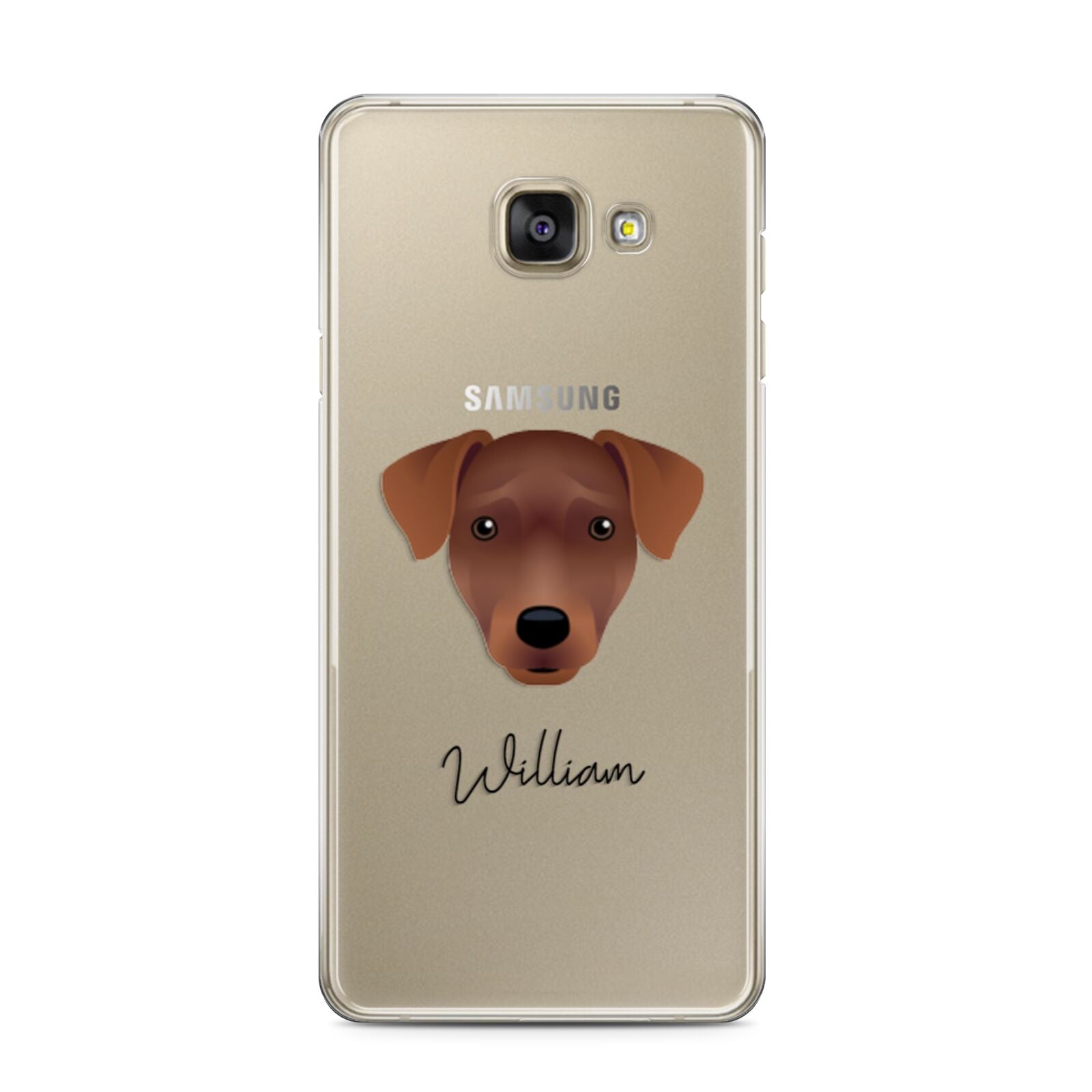 Patterdale Terrier Personalised Samsung Galaxy A3 2016 Case on gold phone