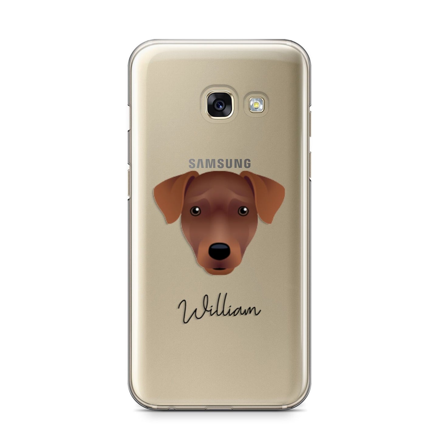 Patterdale Terrier Personalised Samsung Galaxy A3 2017 Case on gold phone