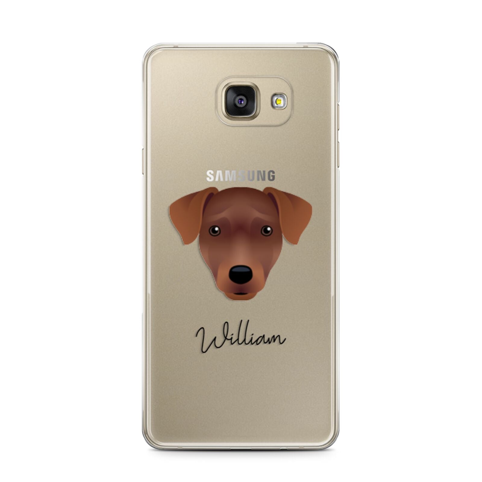 Patterdale Terrier Personalised Samsung Galaxy A7 2016 Case on gold phone