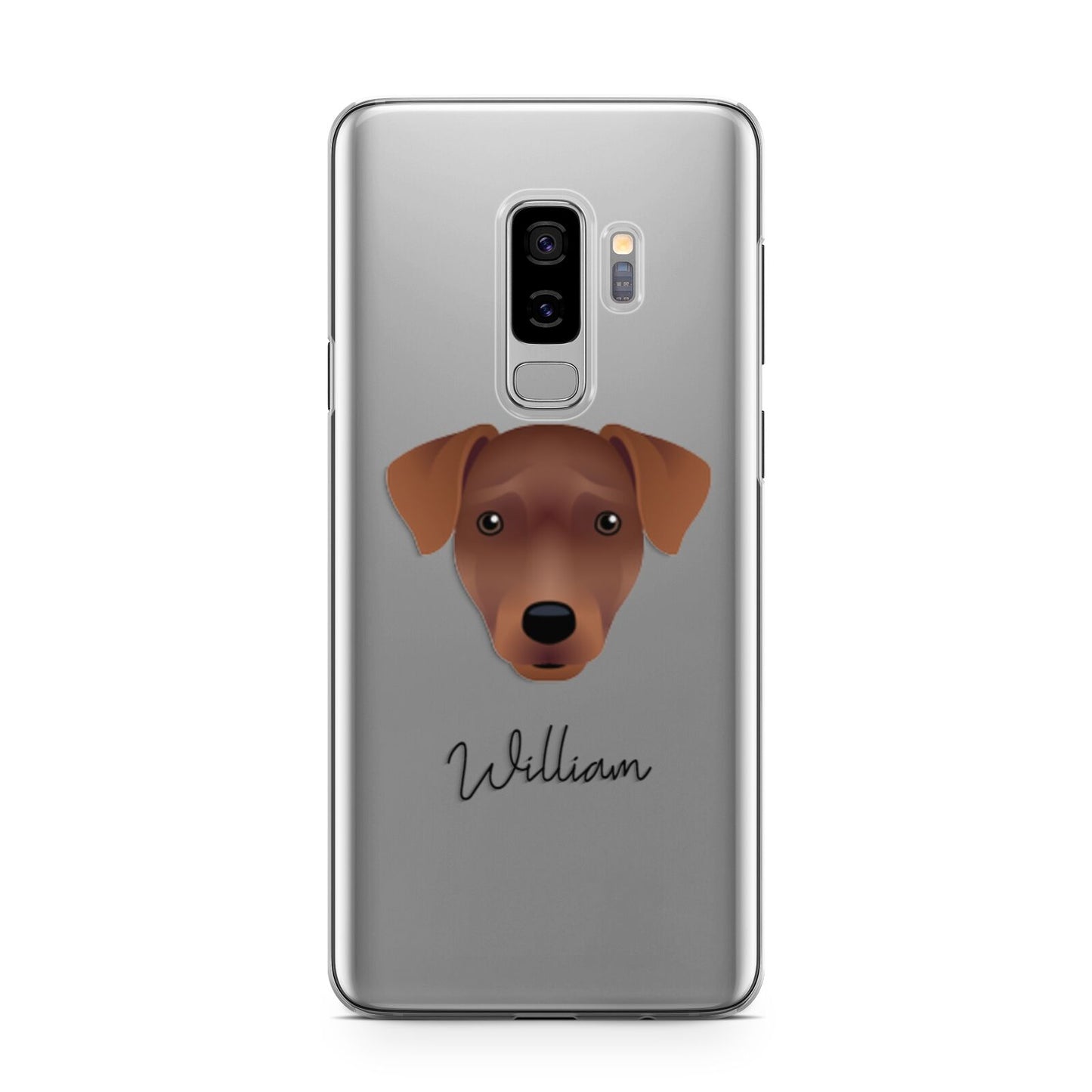 Patterdale Terrier Personalised Samsung Galaxy S9 Plus Case on Silver phone