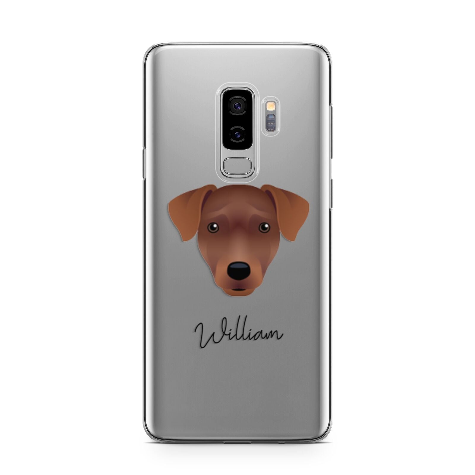 Patterdale Terrier Personalised Samsung Galaxy S9 Plus Case on Silver phone