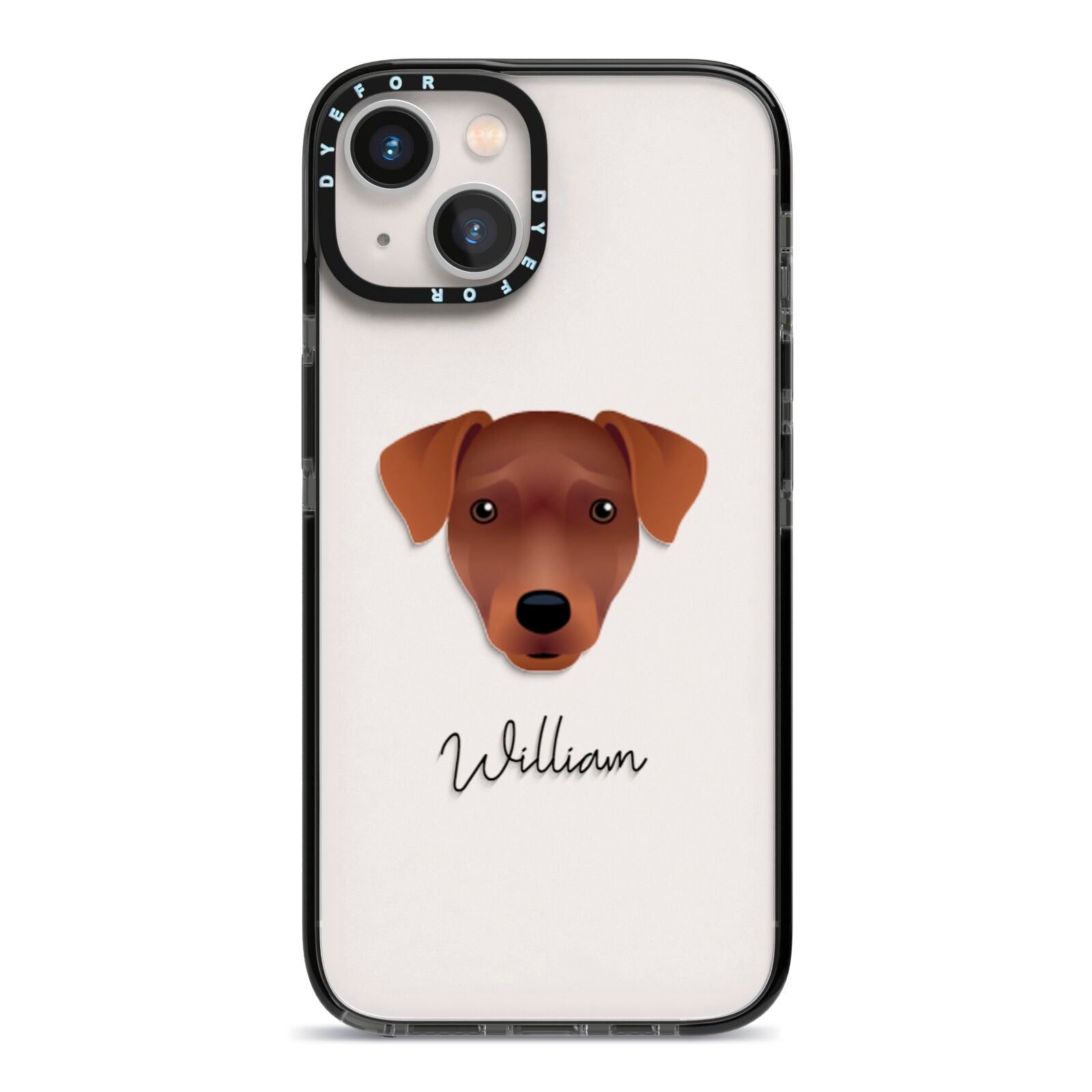 Patterdale Terrier Personalised iPhone 13 Black Impact Case on Silver phone