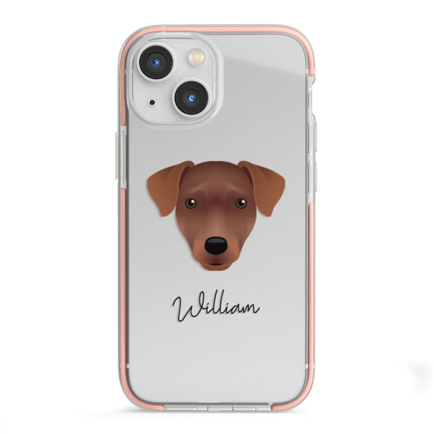 Patterdale Terrier Personalised iPhone 13 Mini TPU Impact Case with Pink Edges