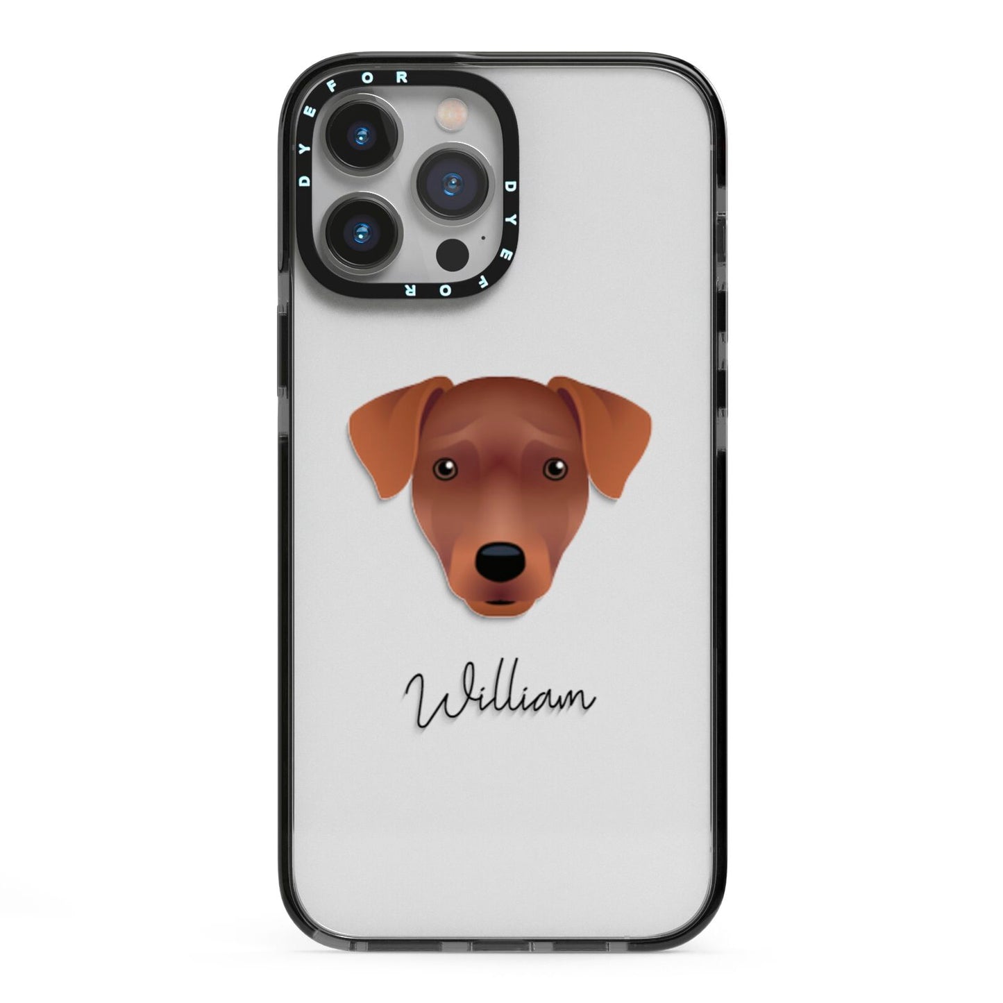 Patterdale Terrier Personalised iPhone 13 Pro Max Black Impact Case on Silver phone