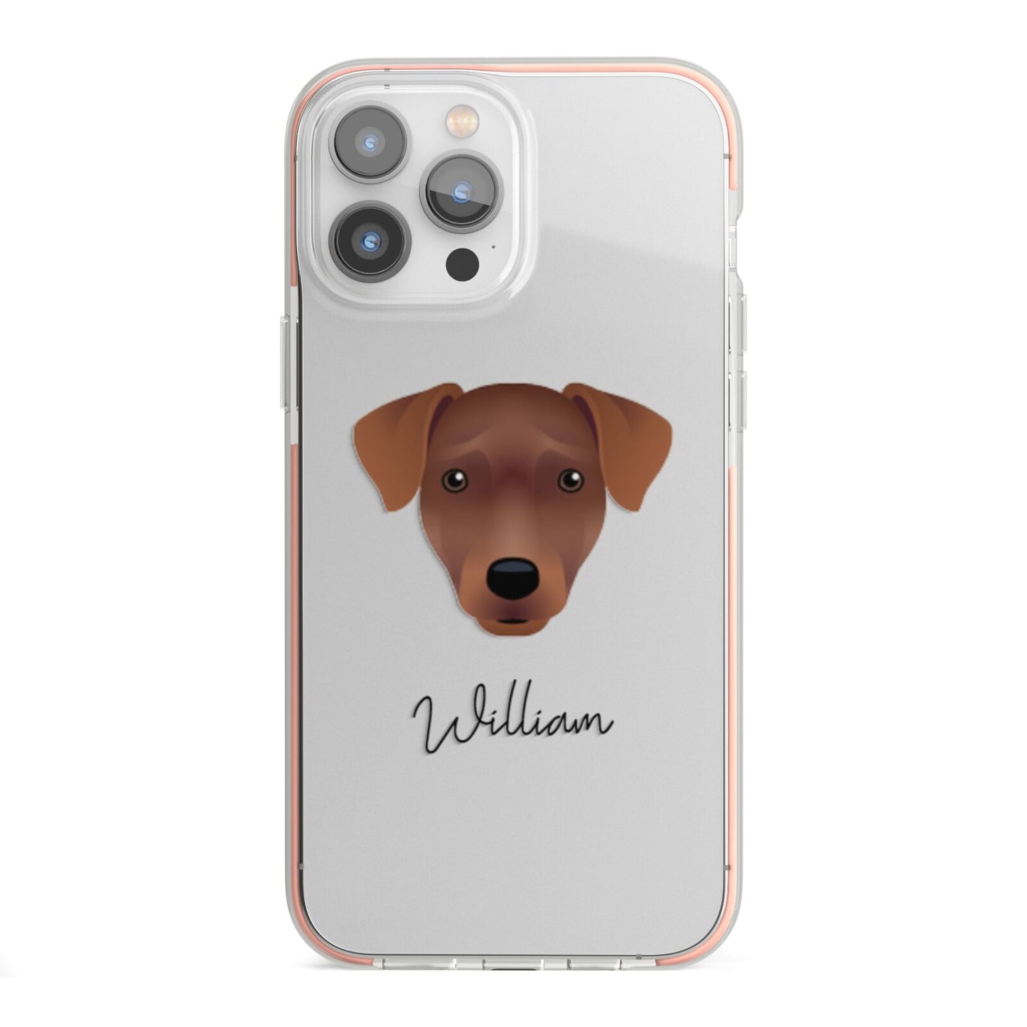 Patterdale Terrier Personalised iPhone 13 Pro Max TPU Impact Case with Pink Edges