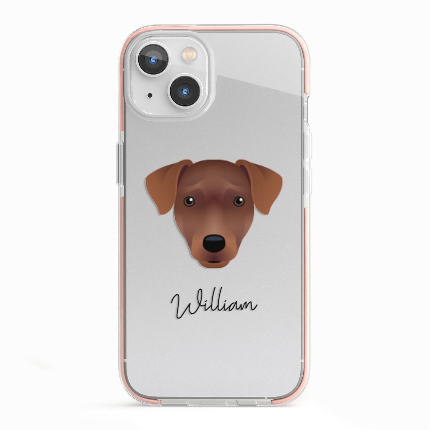 Patterdale Terrier Personalised iPhone 13 TPU Impact Case with Pink Edges