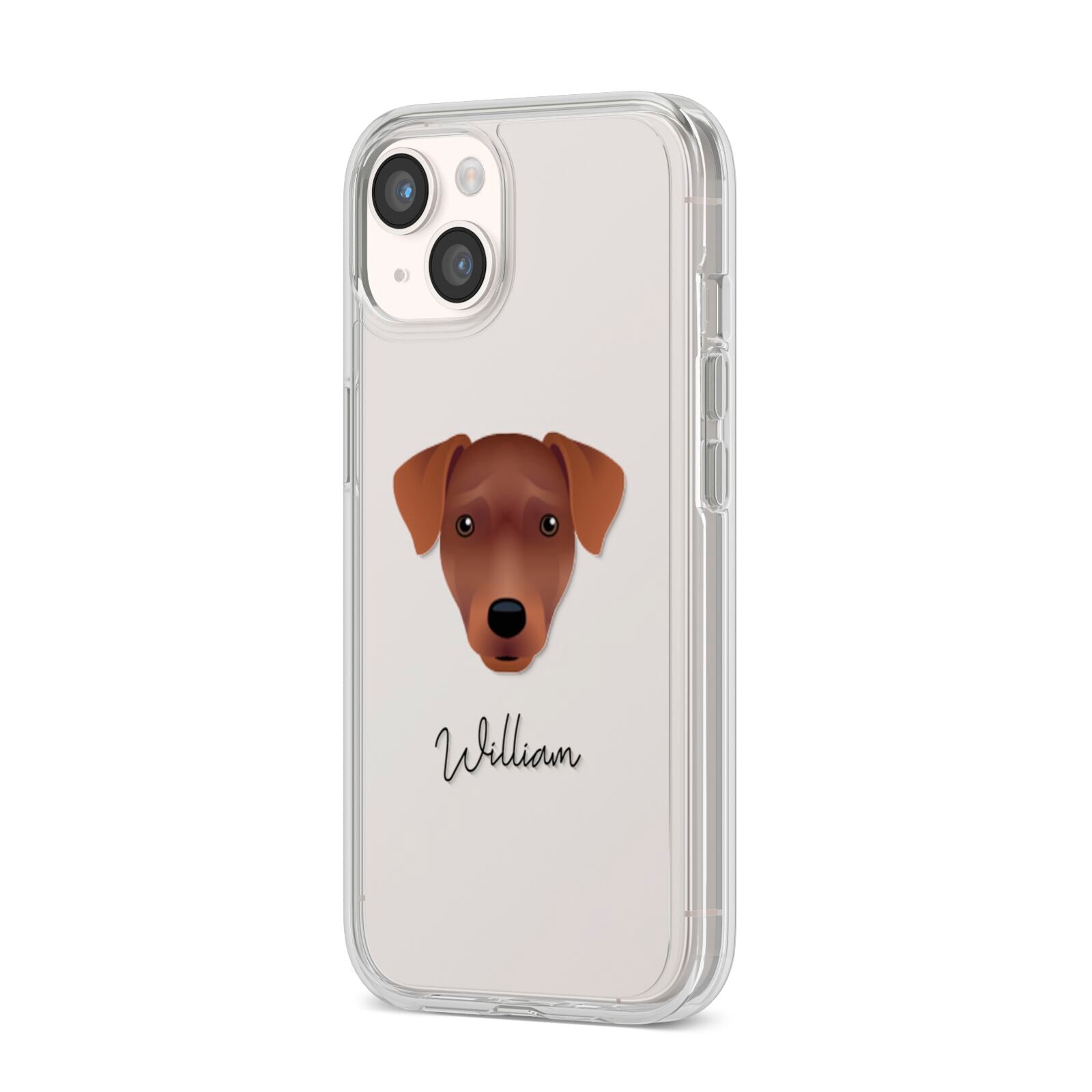 Patterdale Terrier Personalised iPhone 14 Clear Tough Case Starlight Angled Image