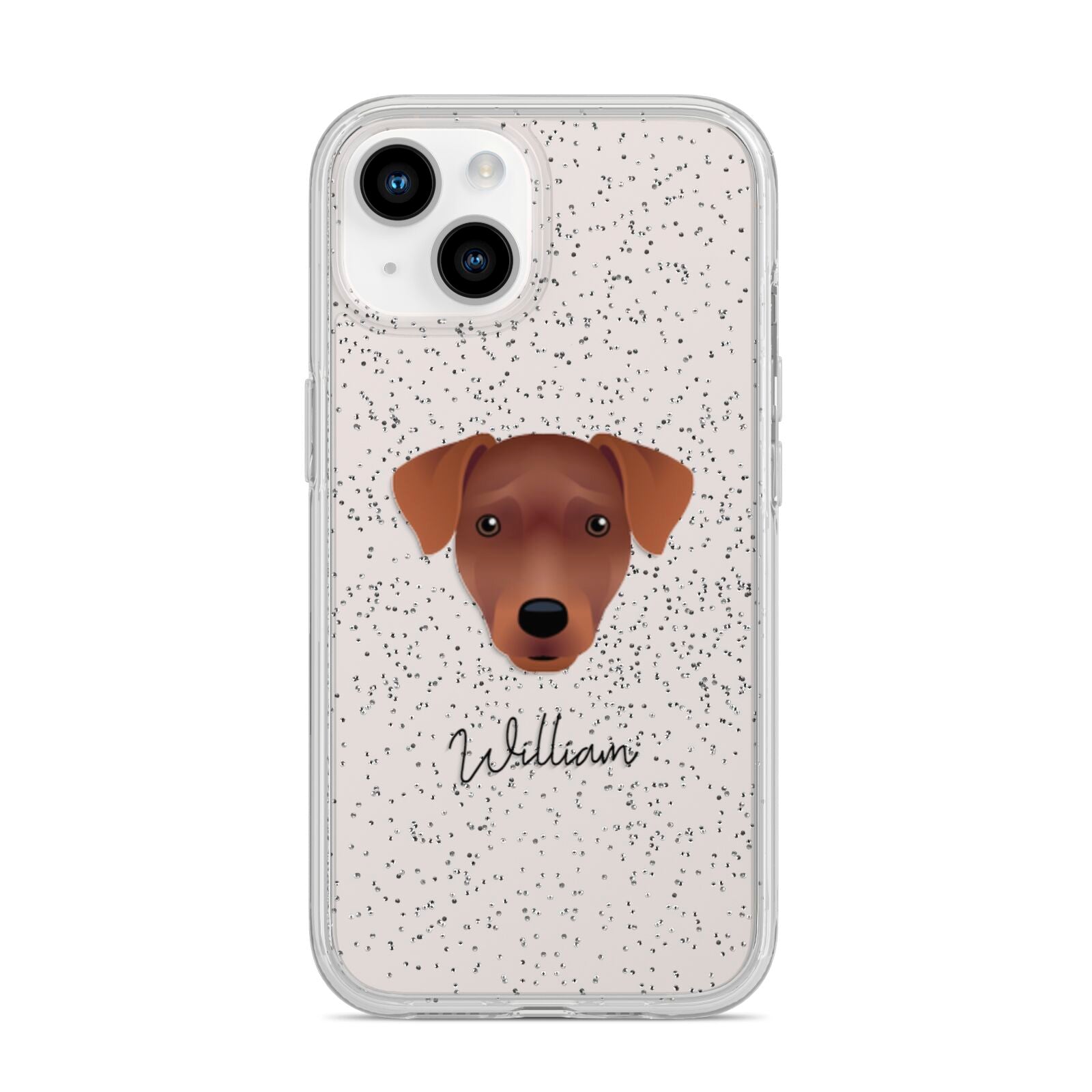 Patterdale Terrier Personalised iPhone 14 Glitter Tough Case Starlight