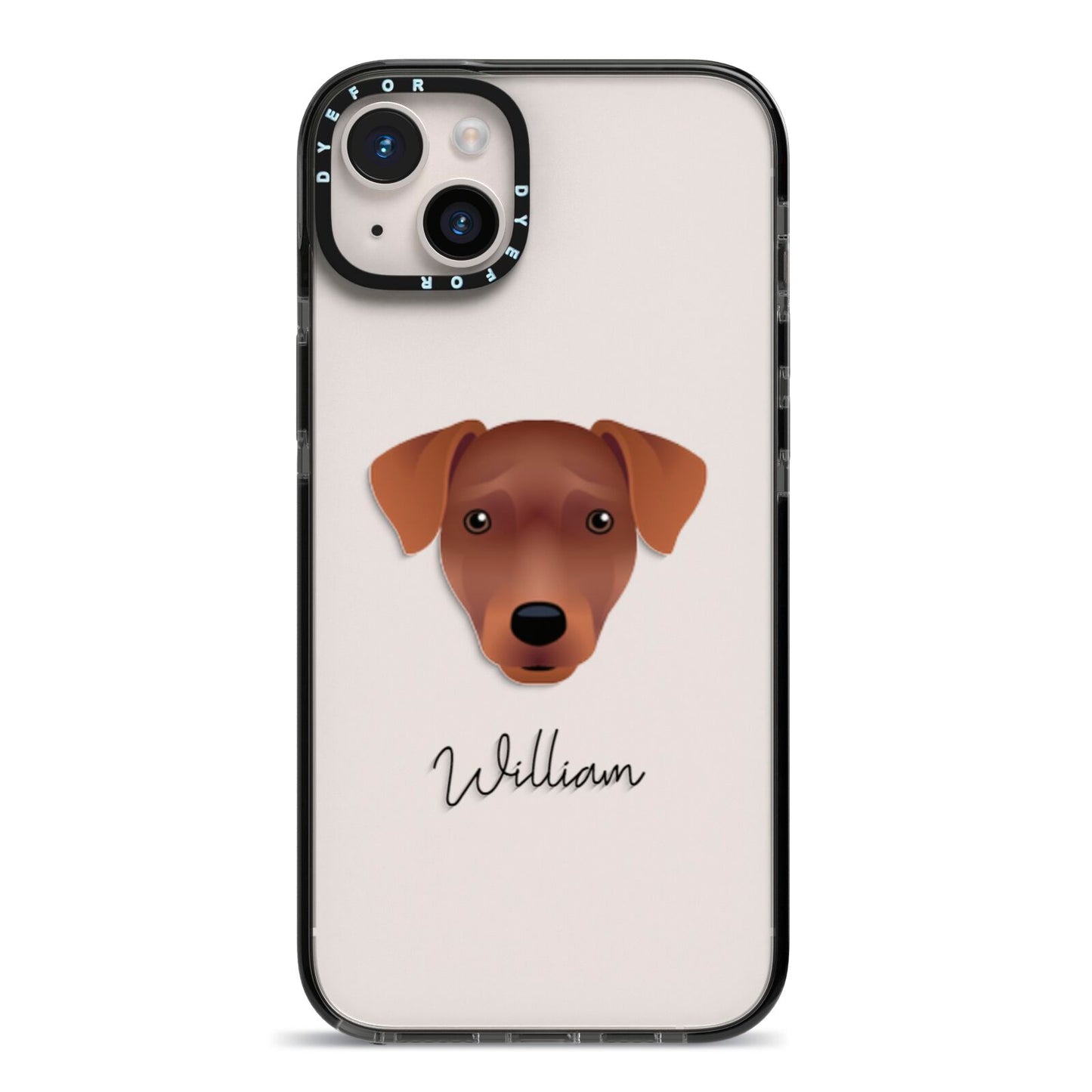 Patterdale Terrier Personalised iPhone 14 Plus Black Impact Case on Silver phone