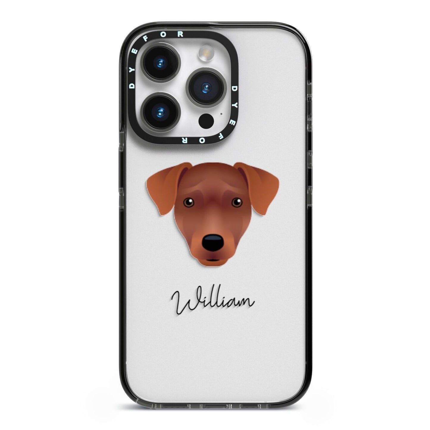 Patterdale Terrier Personalised iPhone 14 Pro Black Impact Case on Silver phone