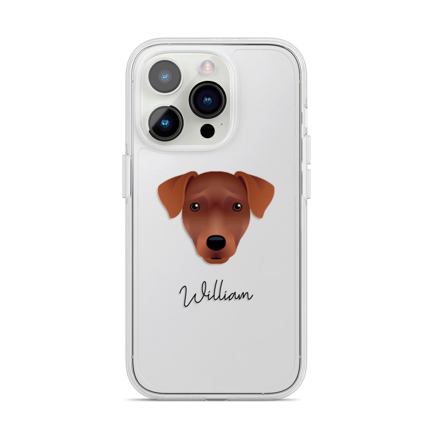 Patterdale Terrier Personalised iPhone 14 Pro Clear Tough Case Silver