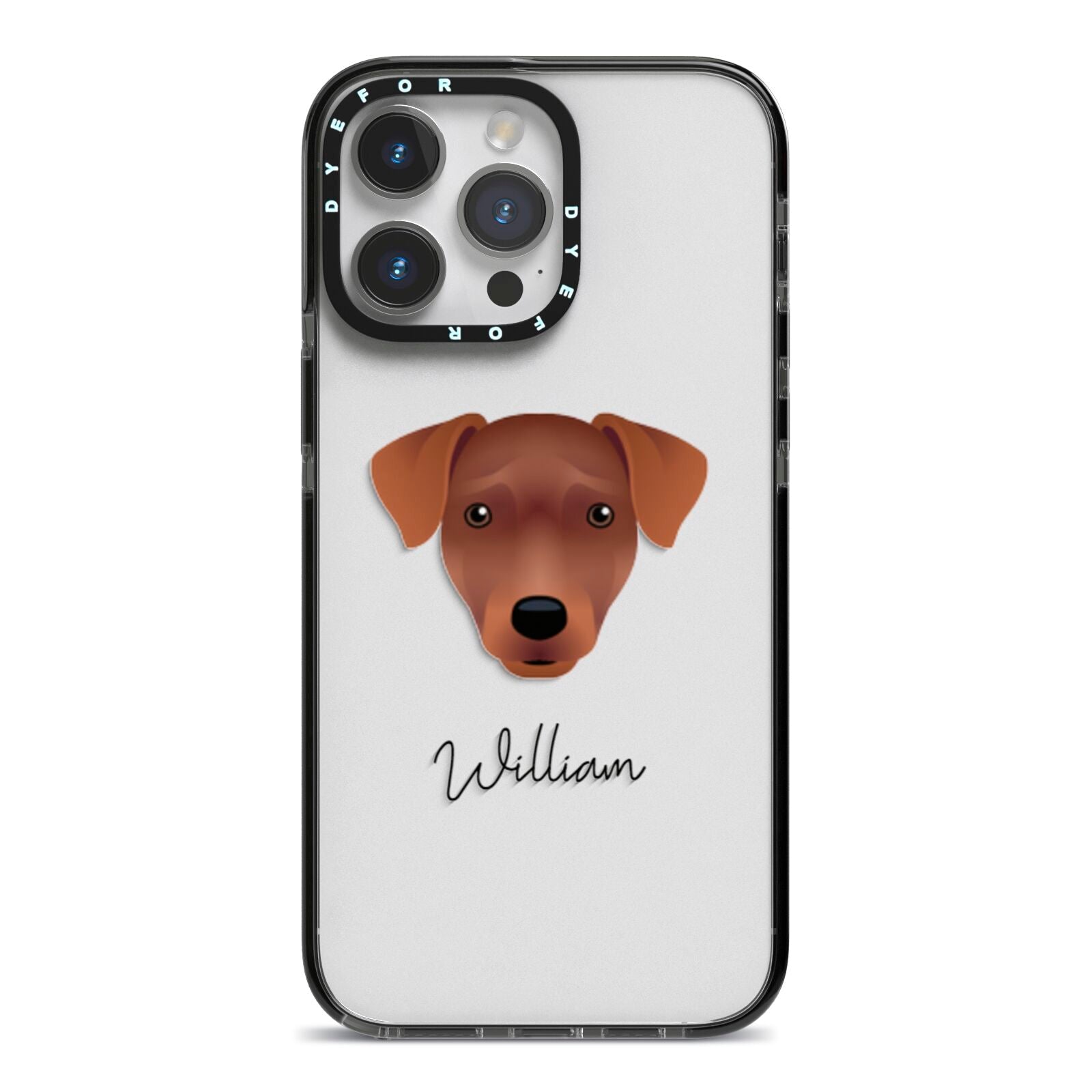 Patterdale Terrier Personalised iPhone 14 Pro Max Black Impact Case on Silver phone