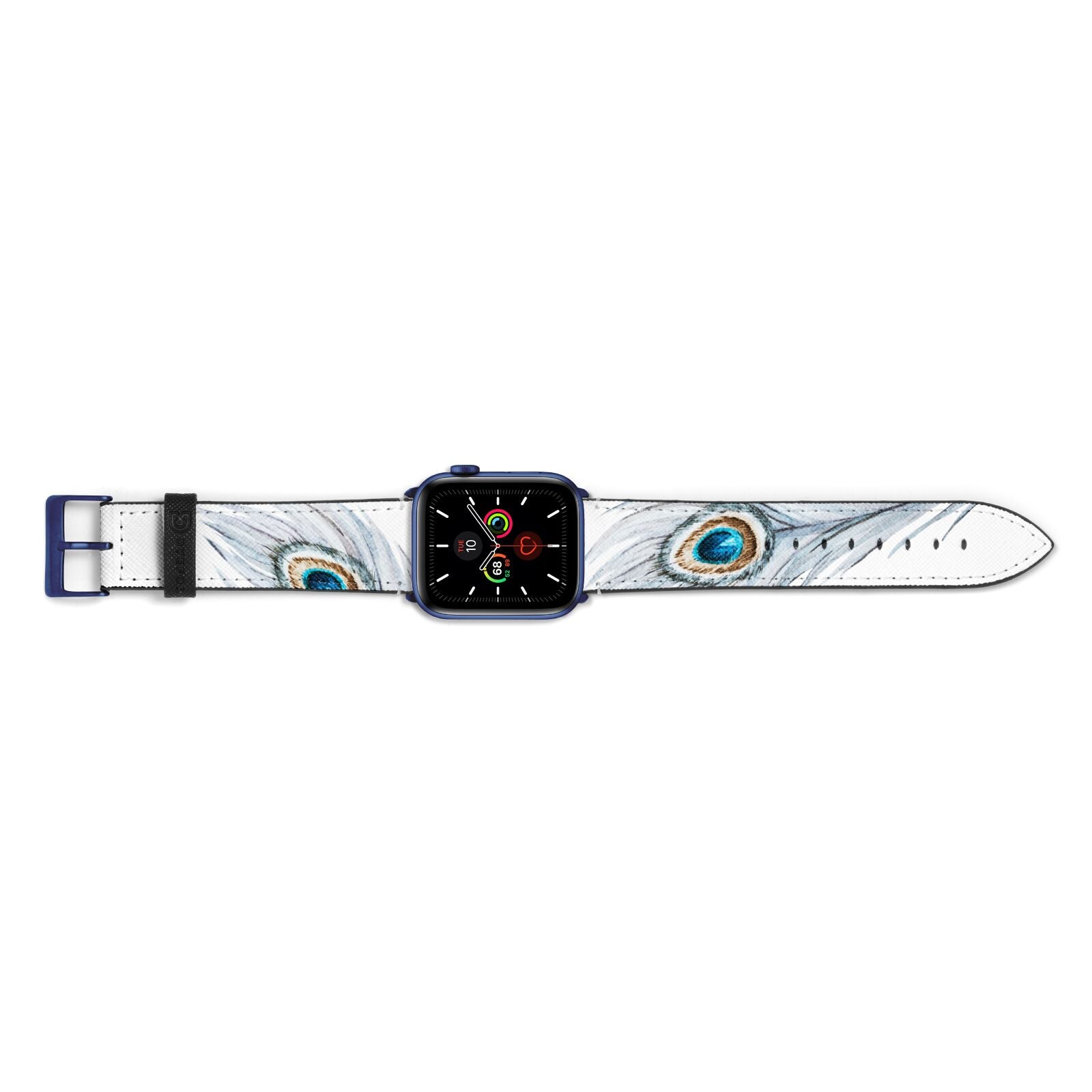 Peacock Apple Watch Strap Landscape Image Blue Hardware