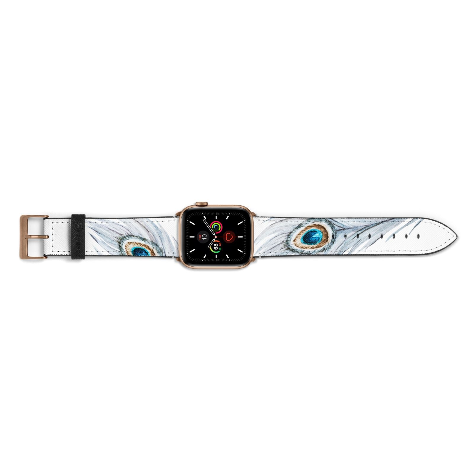 Peacock Apple Watch Strap Landscape Image Gold Hardware