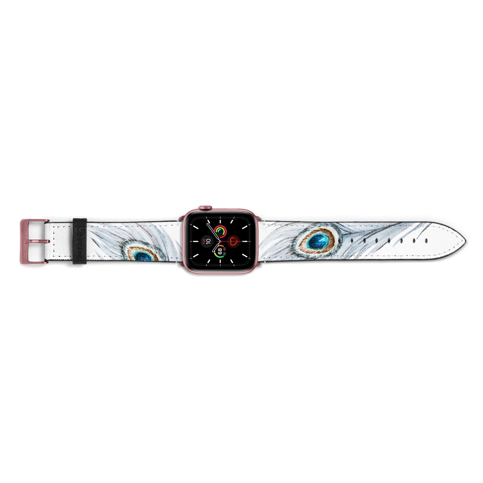 Peacock Apple Watch Strap Landscape Image Rose Gold Hardware