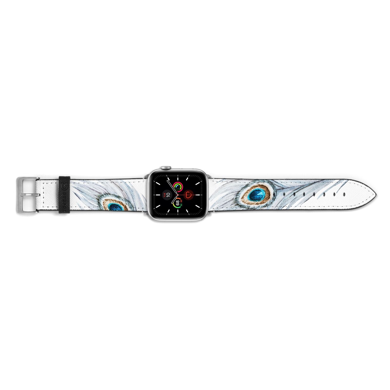 Peacock Apple Watch Strap Landscape Image Silver Hardware