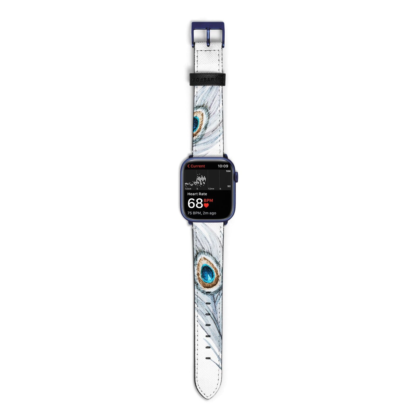 Peacock Apple Watch Strap Size 38mm with Blue Hardware