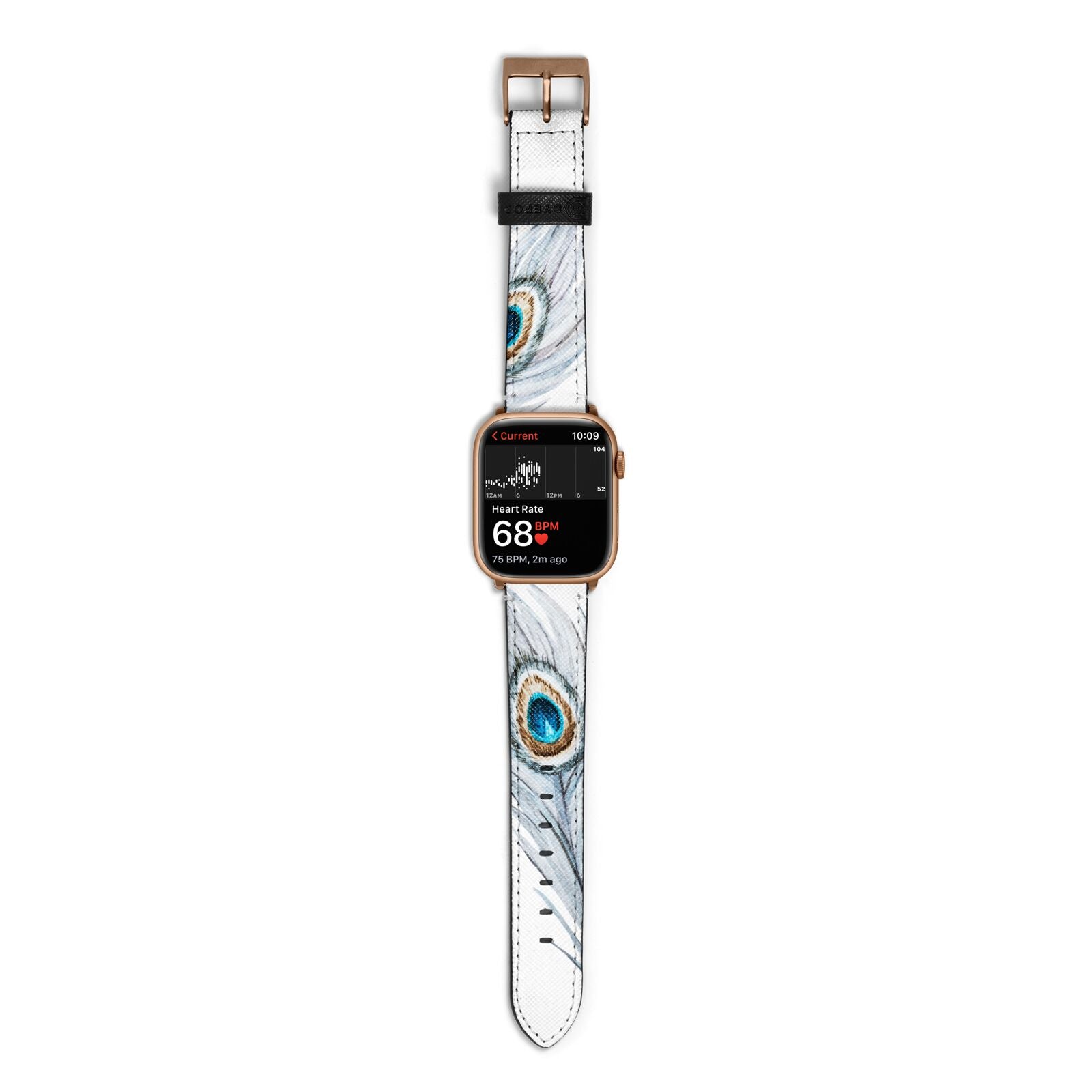 Peacock Apple Watch Strap Size 38mm with Gold Hardware