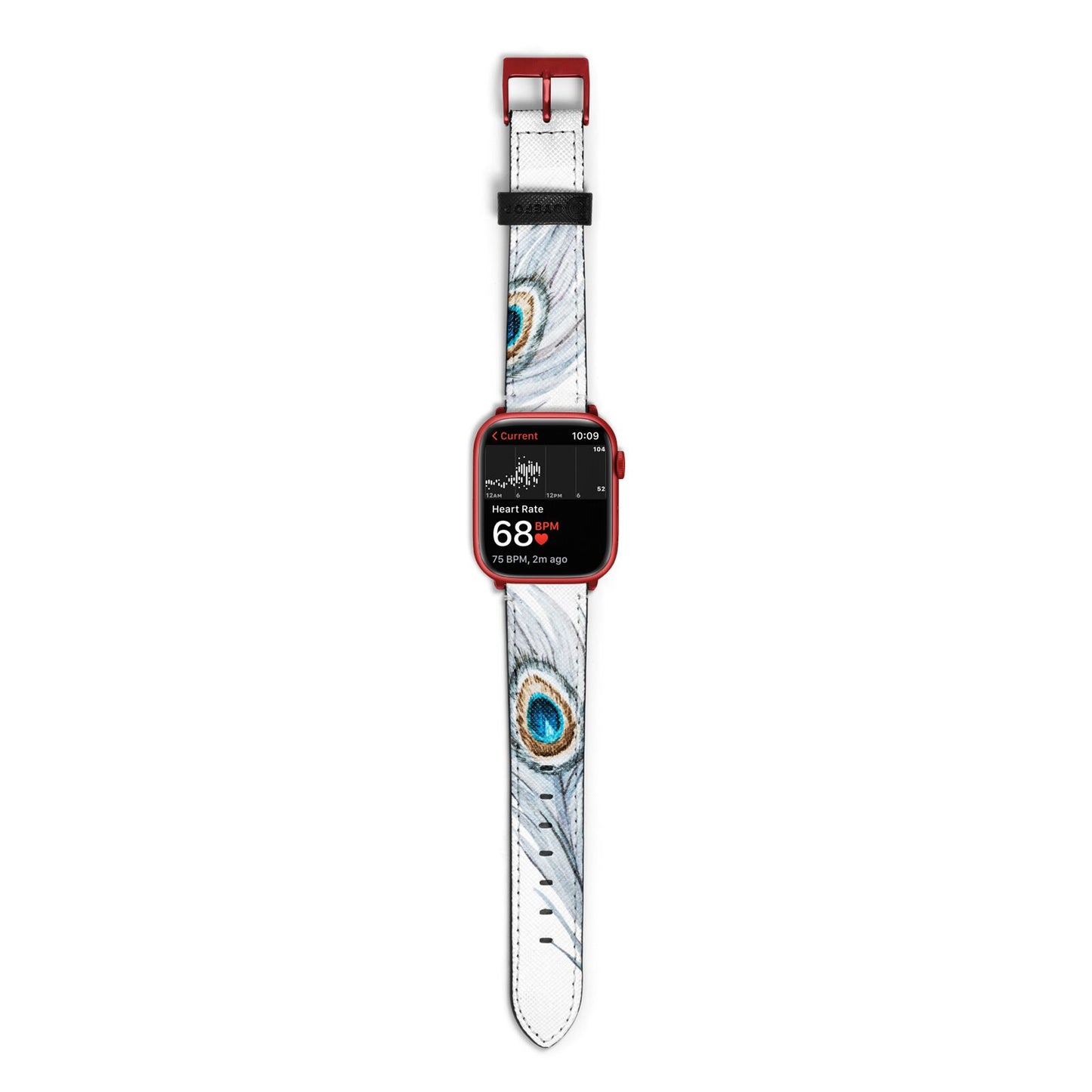 Peacock Apple Watch Strap Size 38mm with Red Hardware