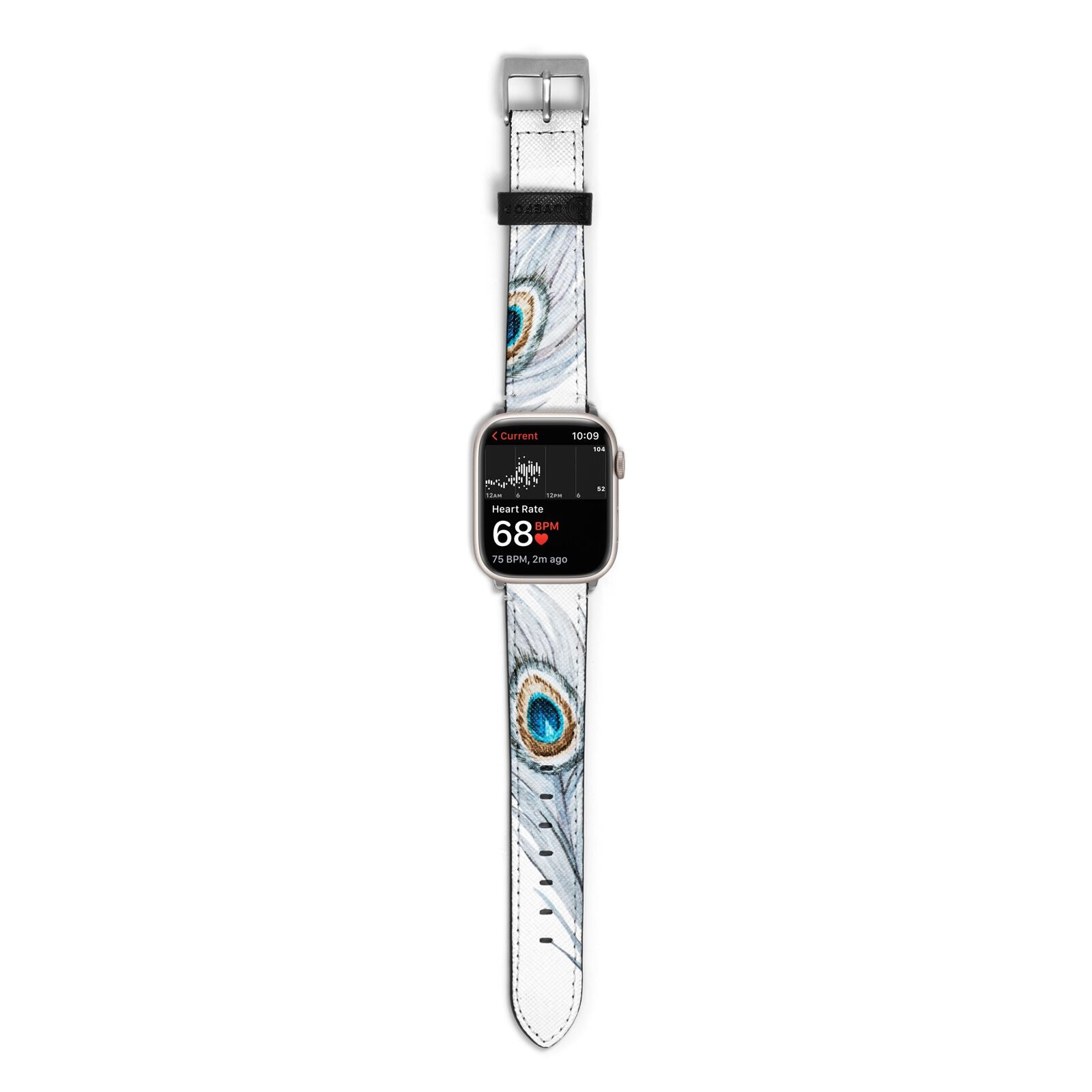 Peacock Apple Watch Strap Size 38mm with Silver Hardware