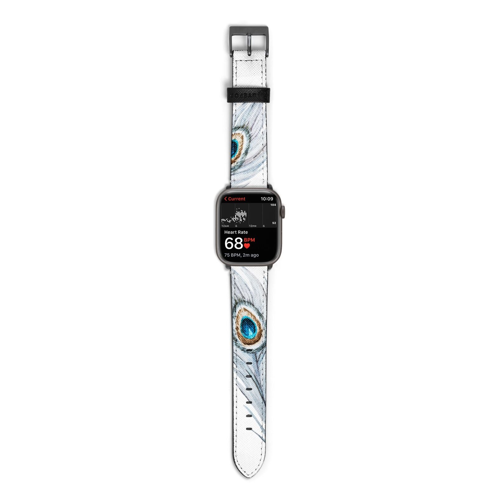 Peacock Apple Watch Strap Size 38mm with Space Grey Hardware