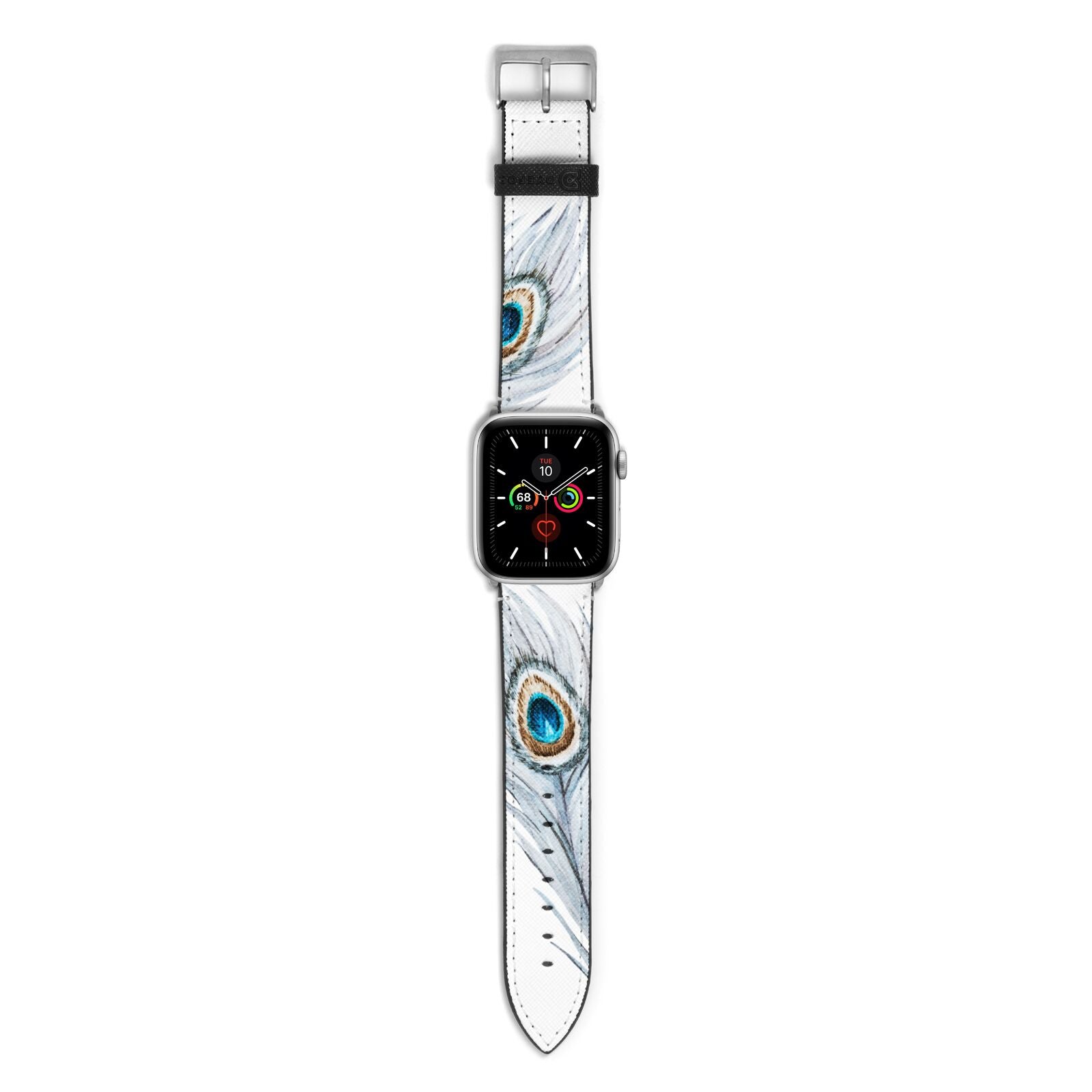 Peacock Apple Watch Strap with Silver Hardware