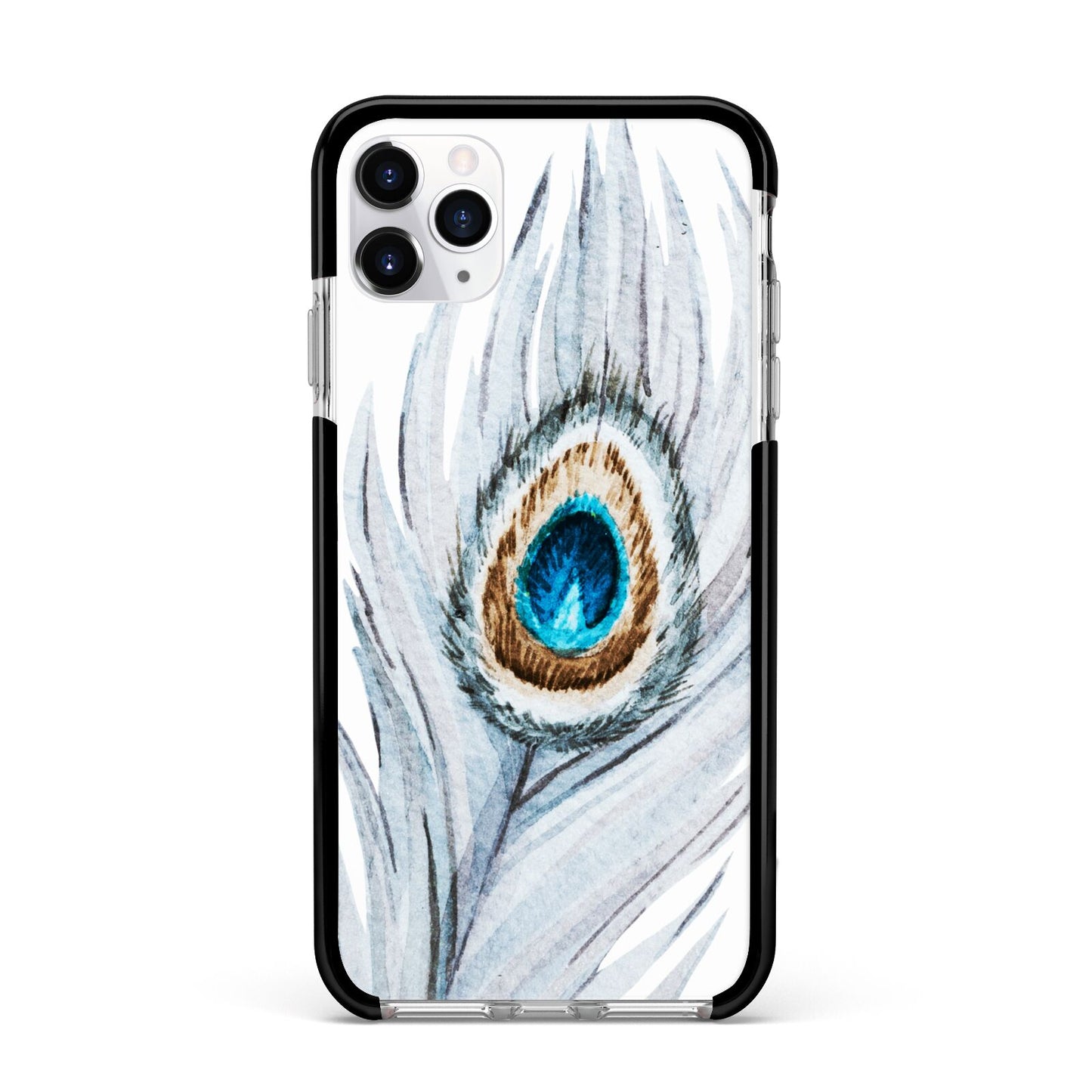 Peacock Apple iPhone 11 Pro Max in Silver with Black Impact Case