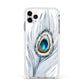 Peacock Apple iPhone 11 Pro Max in Silver with White Impact Case