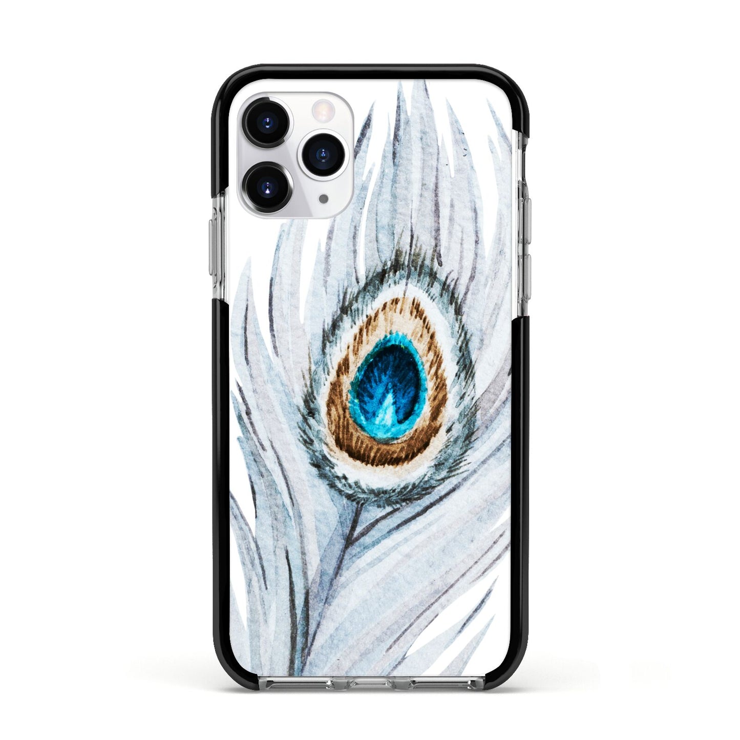 Peacock Apple iPhone 11 Pro in Silver with Black Impact Case