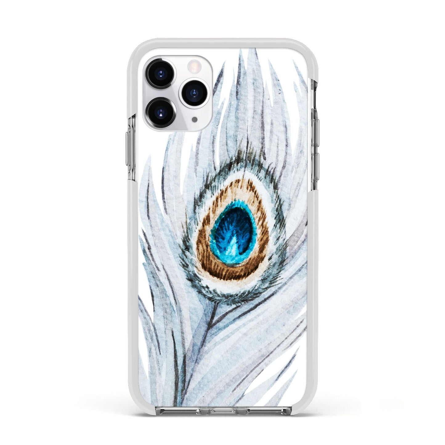 Peacock Apple iPhone 11 Pro in Silver with White Impact Case