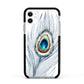 Peacock Apple iPhone 11 in White with Black Impact Case