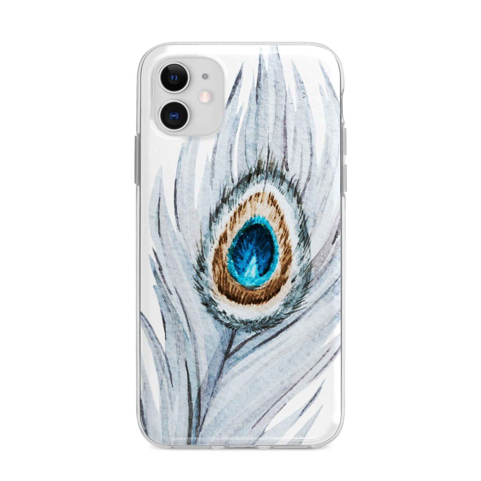 Peacock Apple iPhone 11 in White with Bumper Case