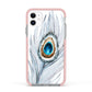 Peacock Apple iPhone 11 in White with Pink Impact Case