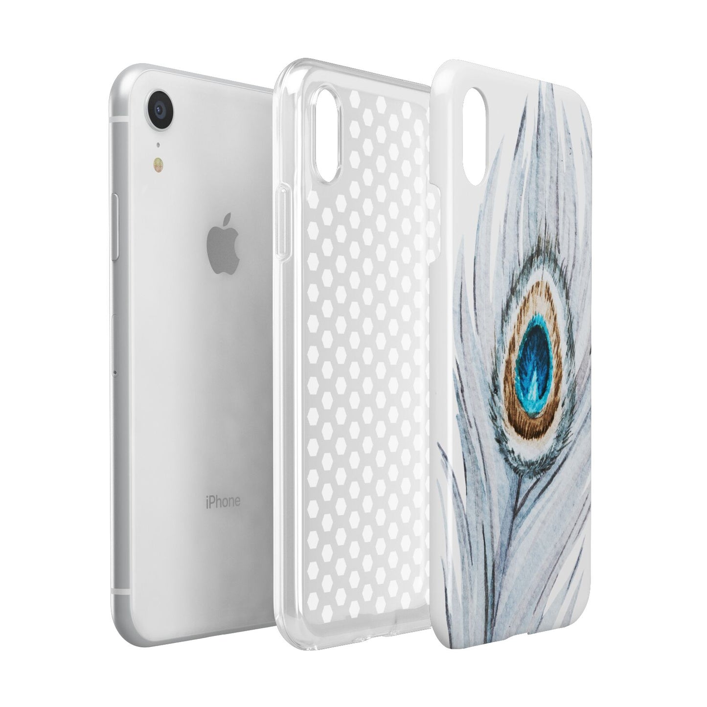 Peacock Apple iPhone XR White 3D Tough Case Expanded view